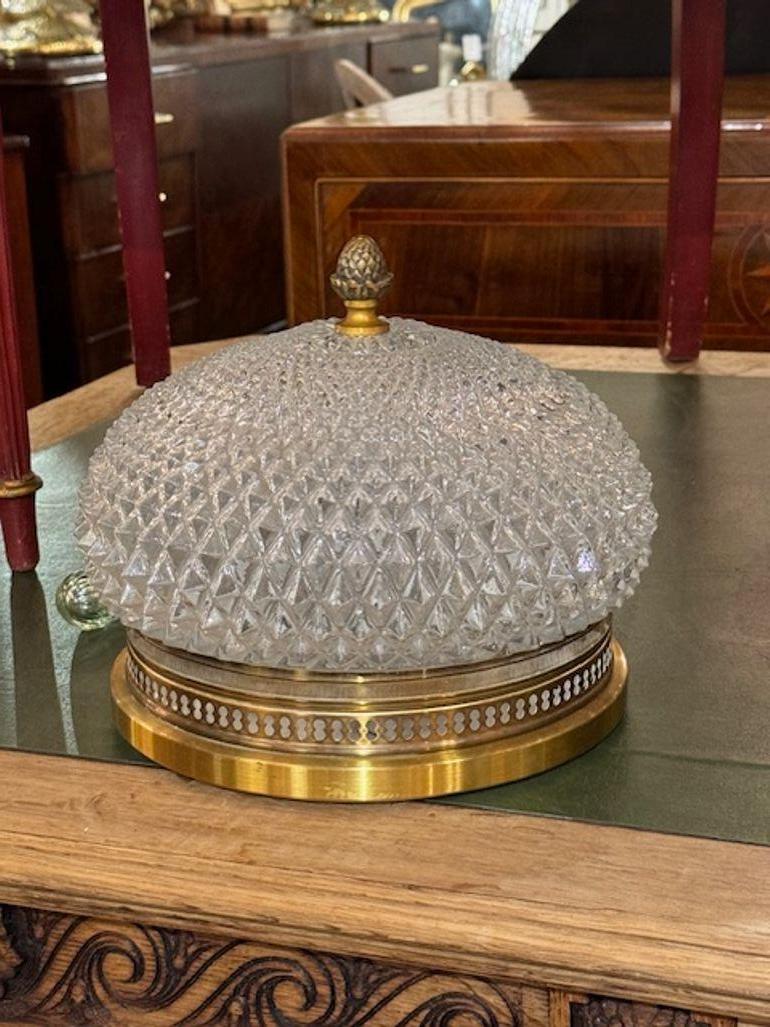 19th Century French Crystal Flush Mounts In Good Condition In Dallas, TX
