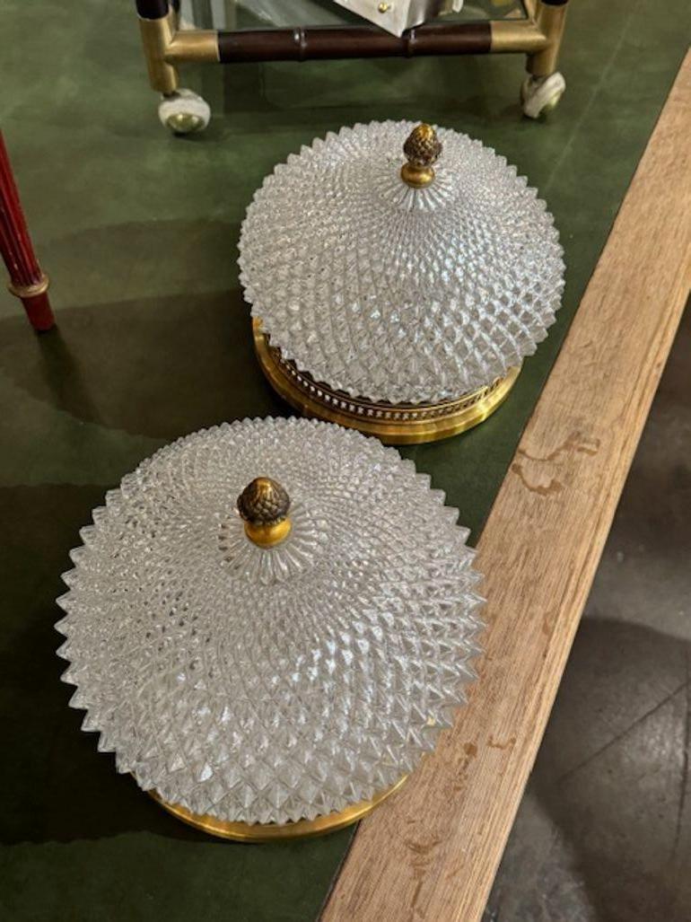 19th Century French Crystal Flush Mounts 1