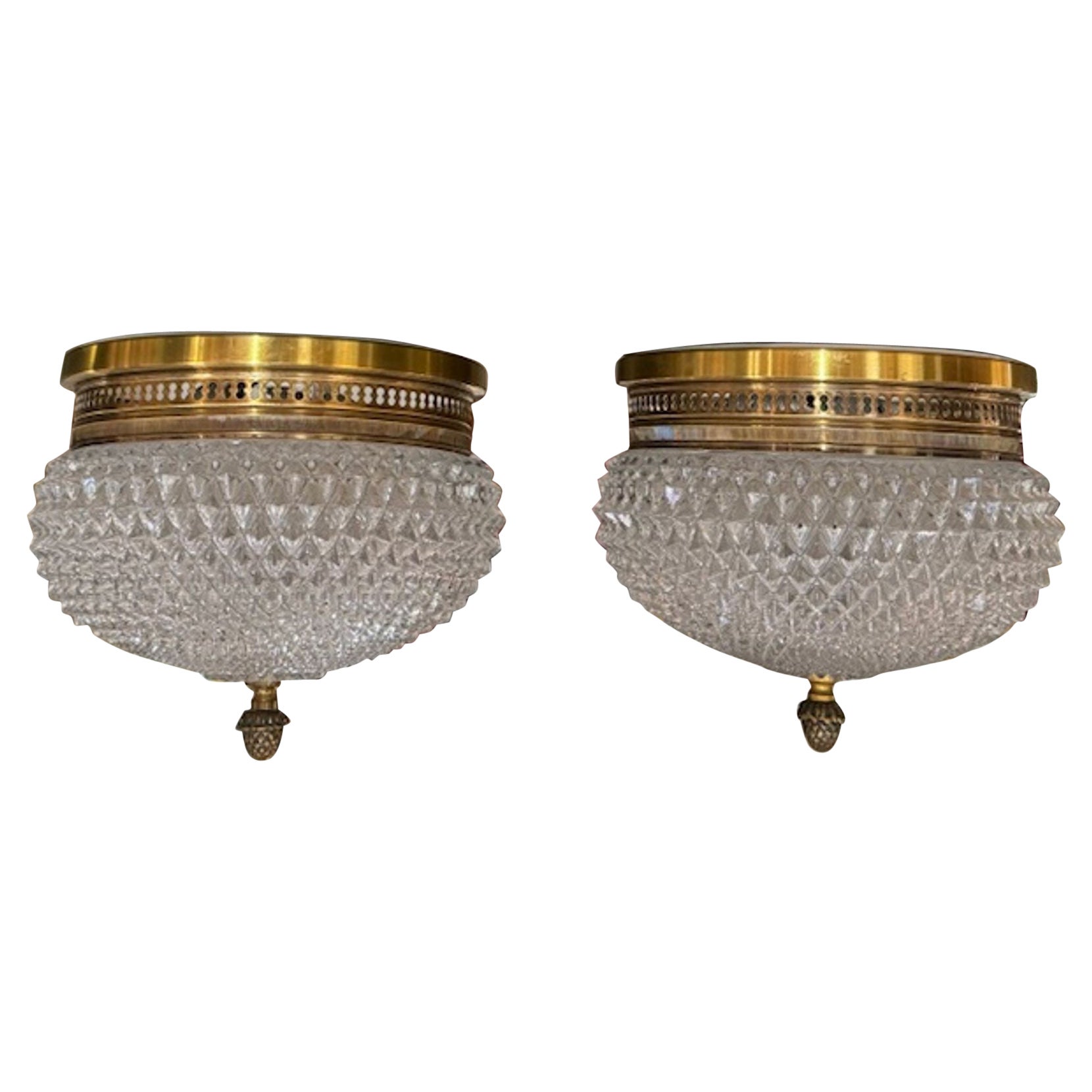 19th Century French Crystal Flush Mounts