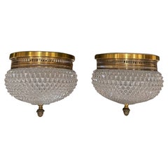 19th Century French Crystal Flush Mounts