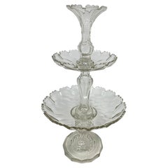 Centro de mesa Epergne de cristal francés del siglo XIX