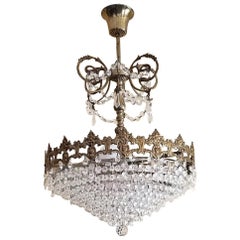 19th Century French Crystal Ormolu Chandelier
