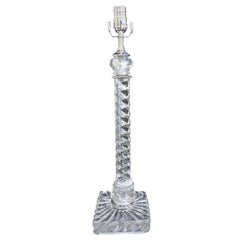 19th Century French Crystal Twist Lamp Attributed to Baccarat