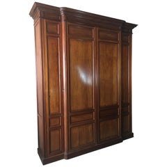 French 19th Century Mahogany Wardrobe, Library or Custom Clothing Cabinet