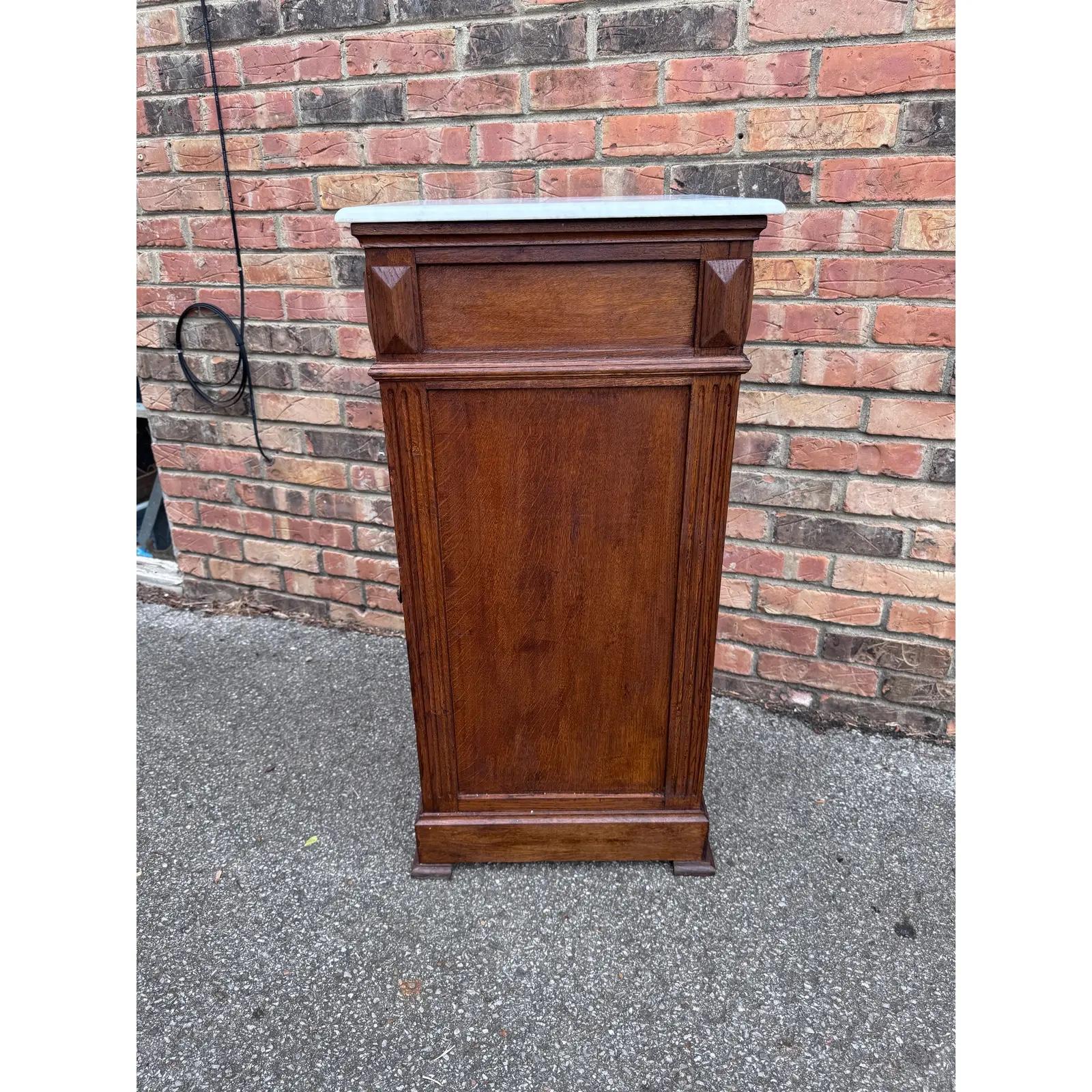 19th Century French Cupboard Side Table With Marble Top For Sale 1