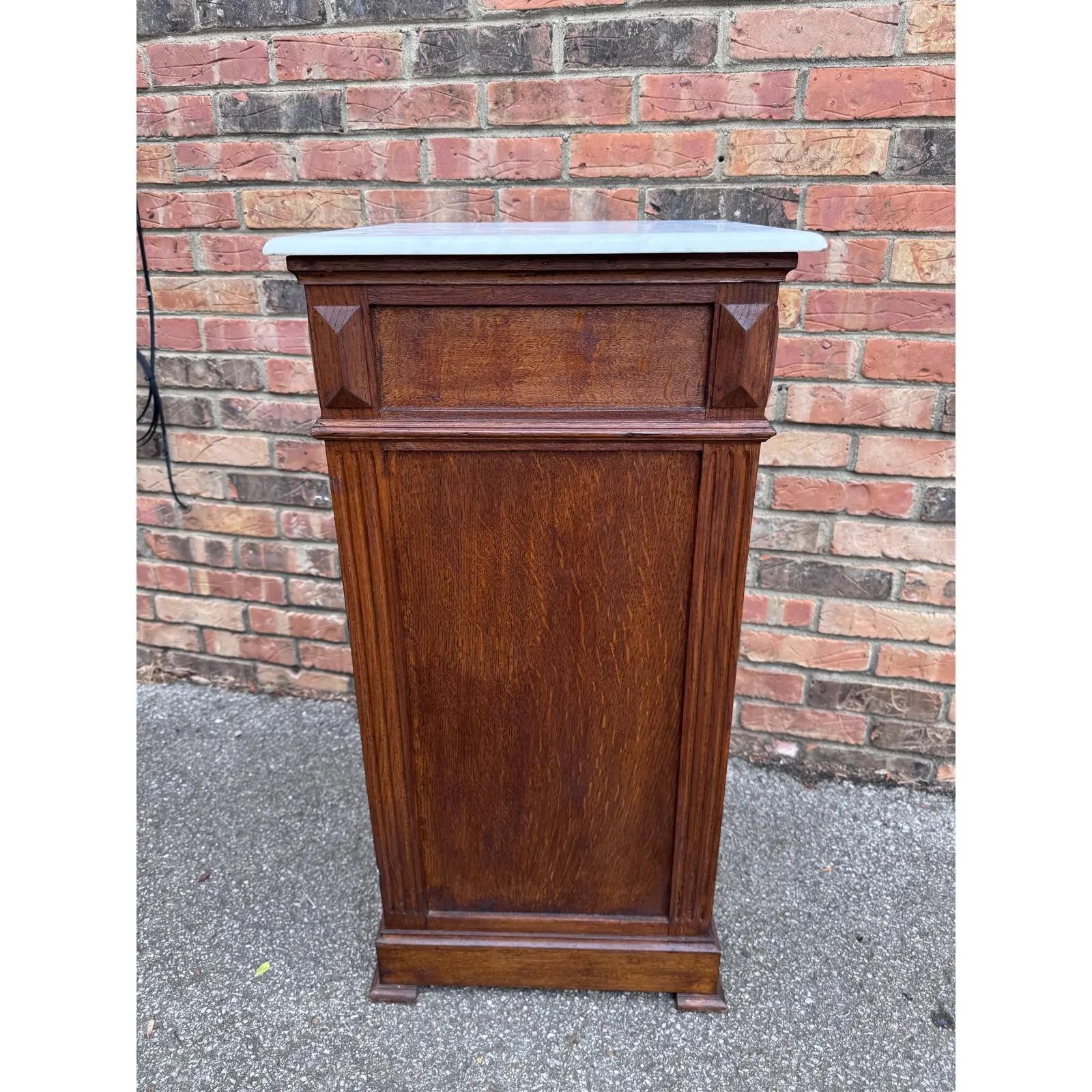 19th Century French Cupboard Side Table With Marble Top For Sale 2
