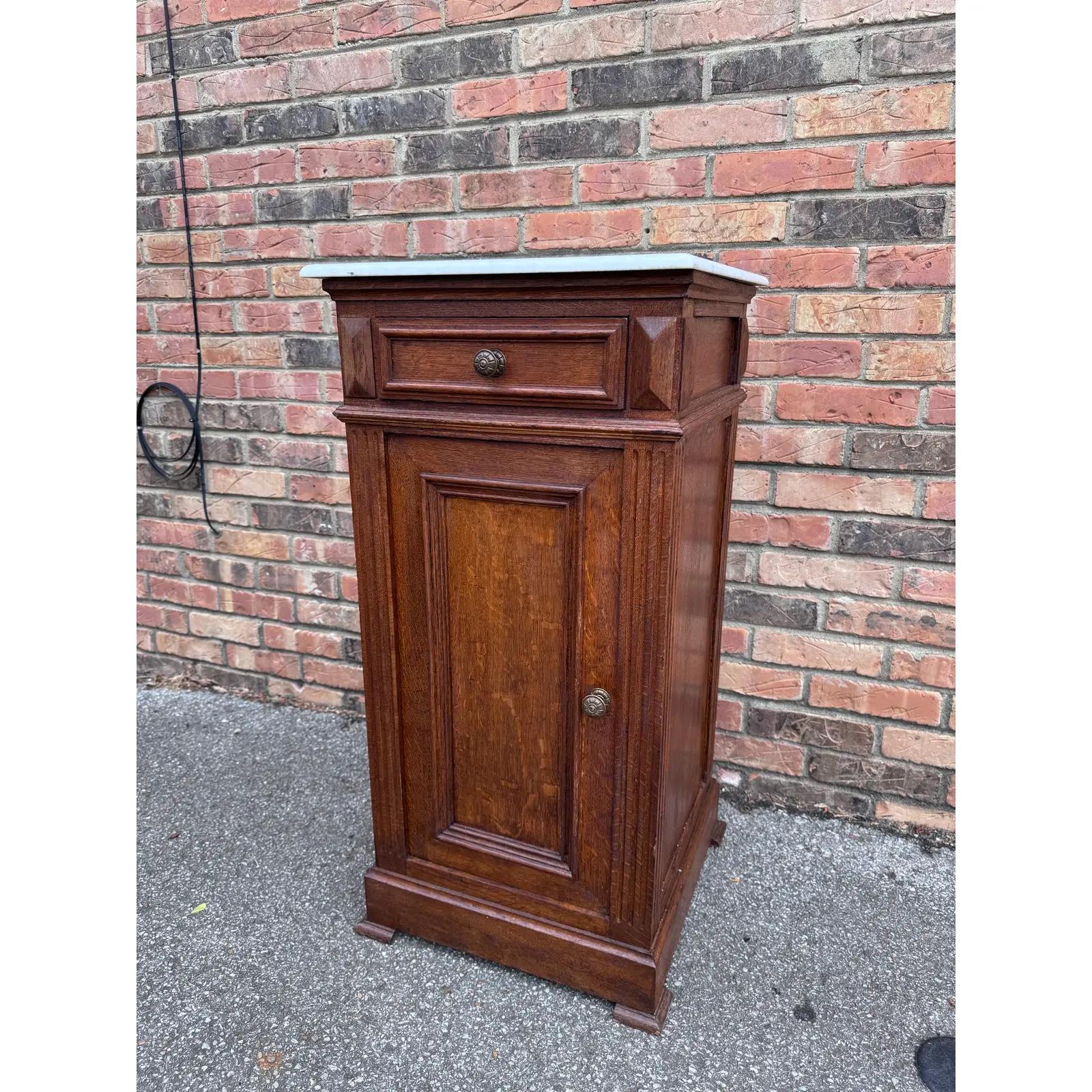 19th Century French Cupboard Side Table With Marble Top For Sale 3