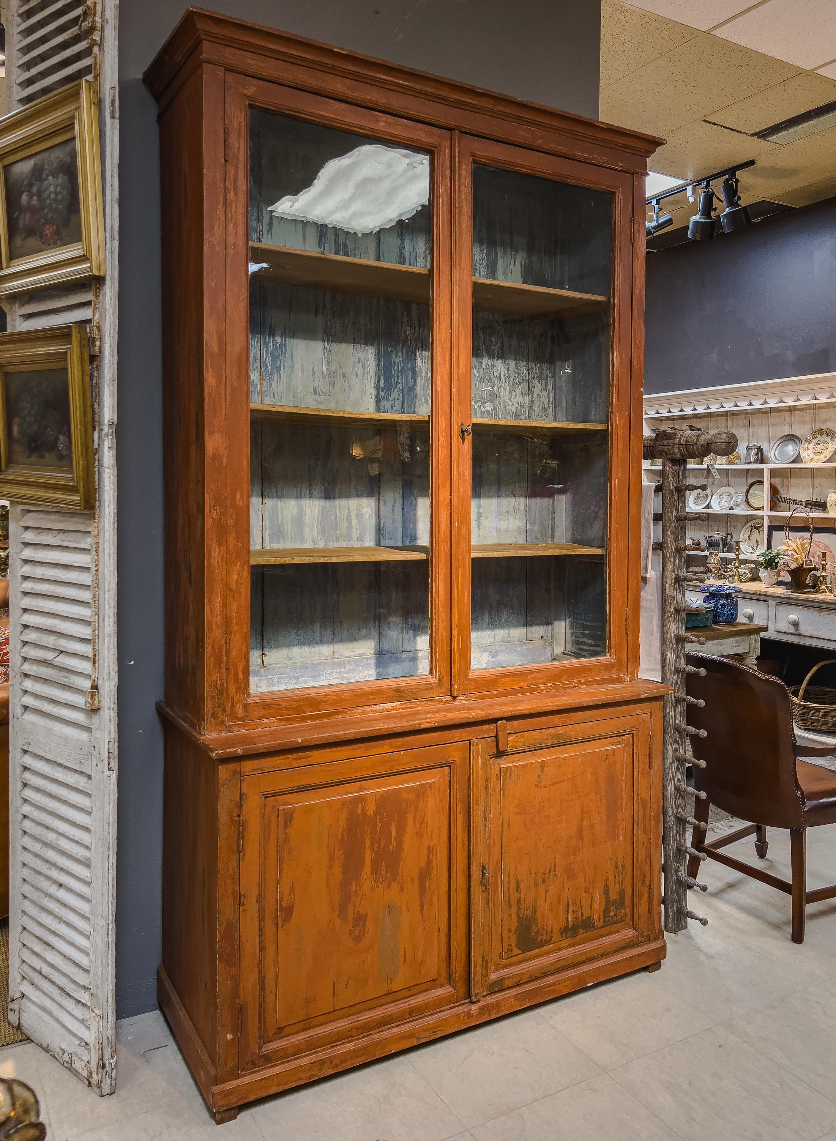 19th Century French Cupboard with Original Paint In Good Condition For Sale In Houston, TX