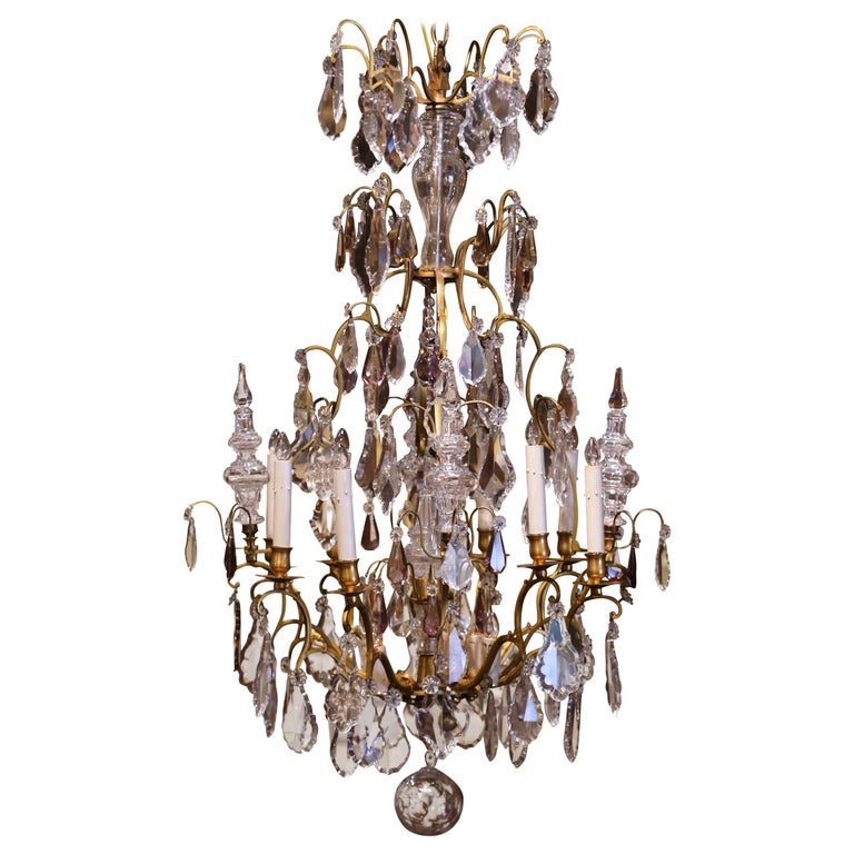 19th Century French Cut Crystal and Bronze Twelve-Light Chandelier at ...