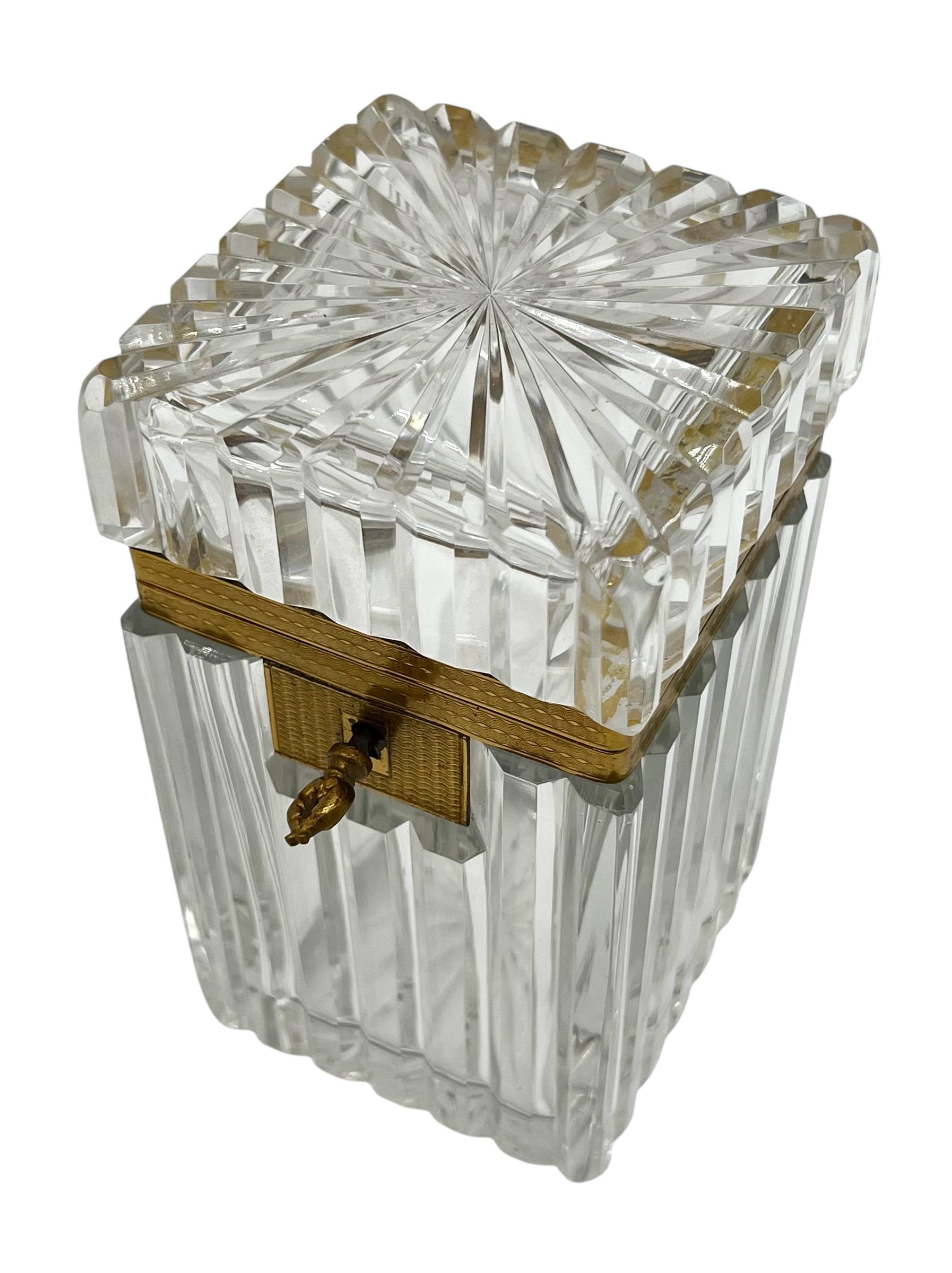 19th Century French Cut Crystal Casket Box with Ormolu Mounts For Sale 4