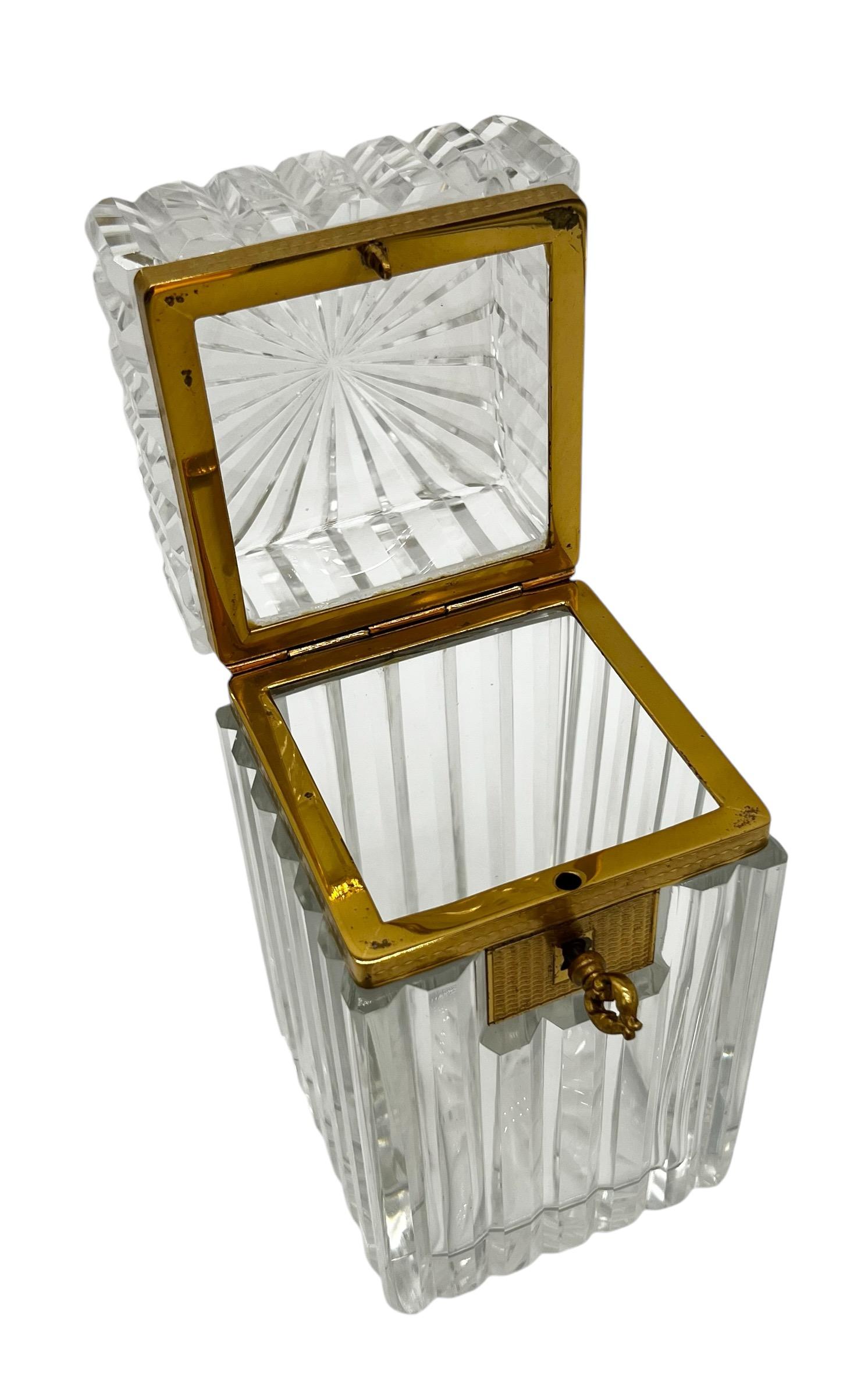 19th Century French Cut Crystal Casket Box with Ormolu Mounts For Sale 5