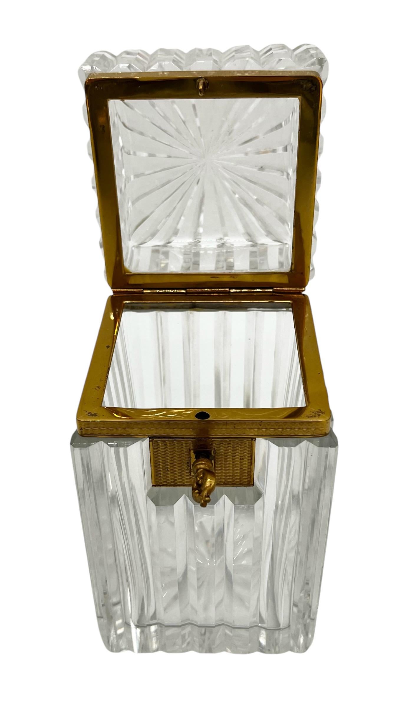 19th Century French Cut Crystal Casket Box with Ormolu Mounts For Sale 6