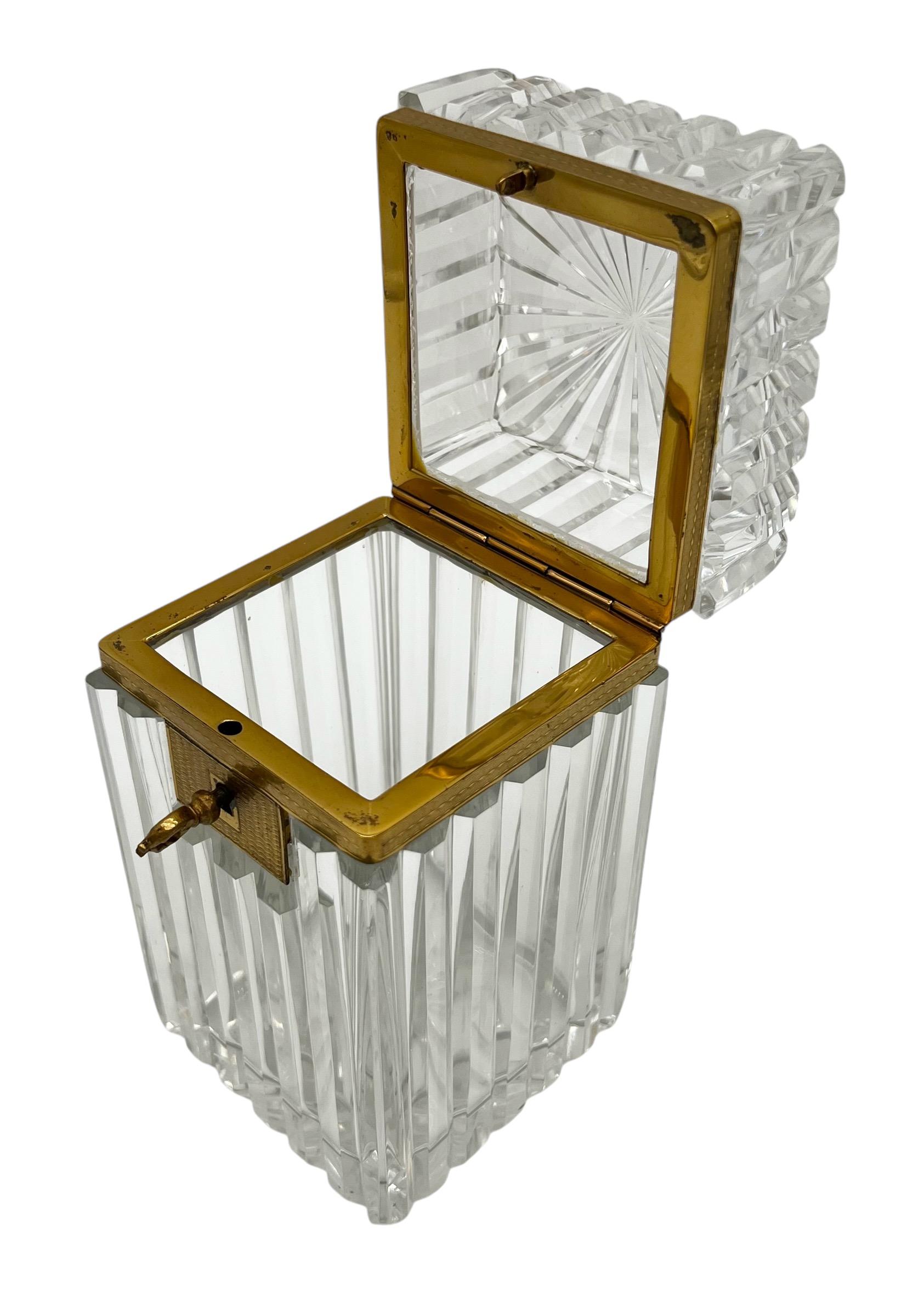 19th Century French Cut Crystal Casket Box with Ormolu Mounts For Sale 7