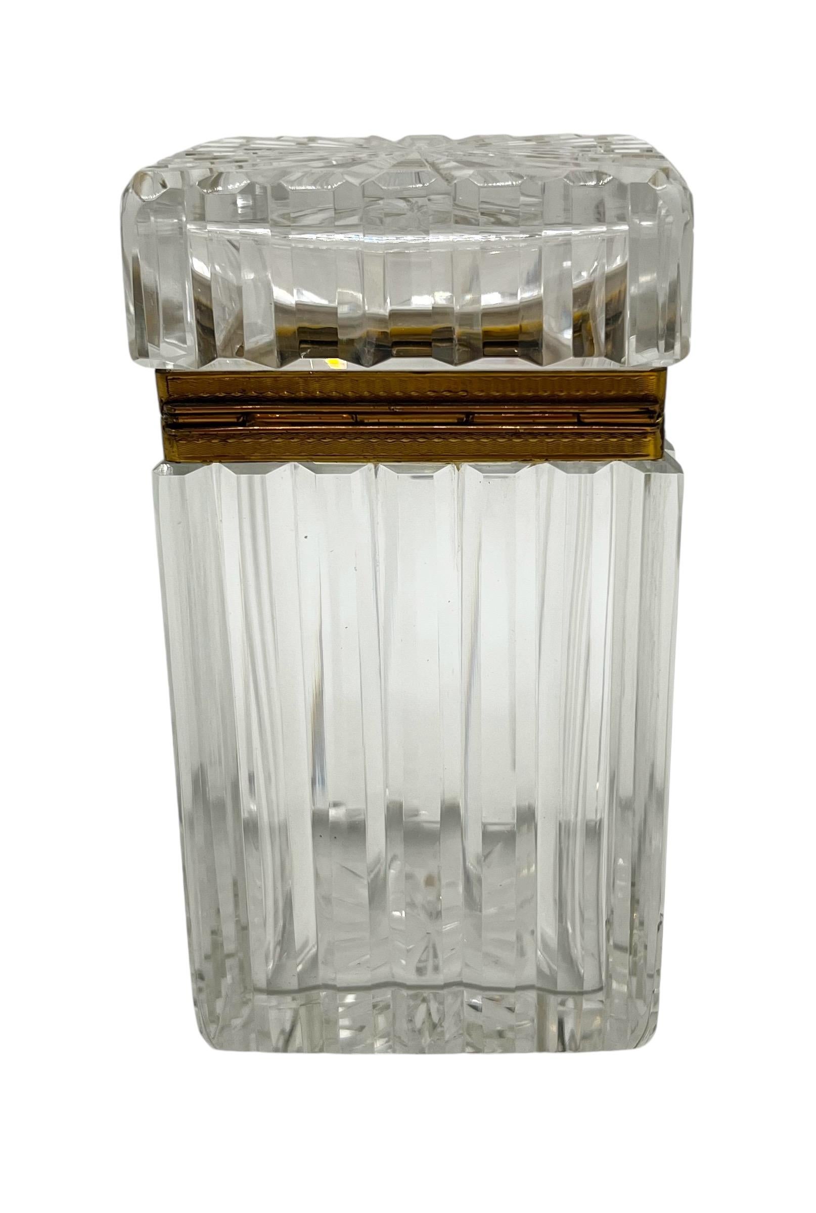 Brass 19th Century French Cut Crystal Casket Box with Ormolu Mounts For Sale