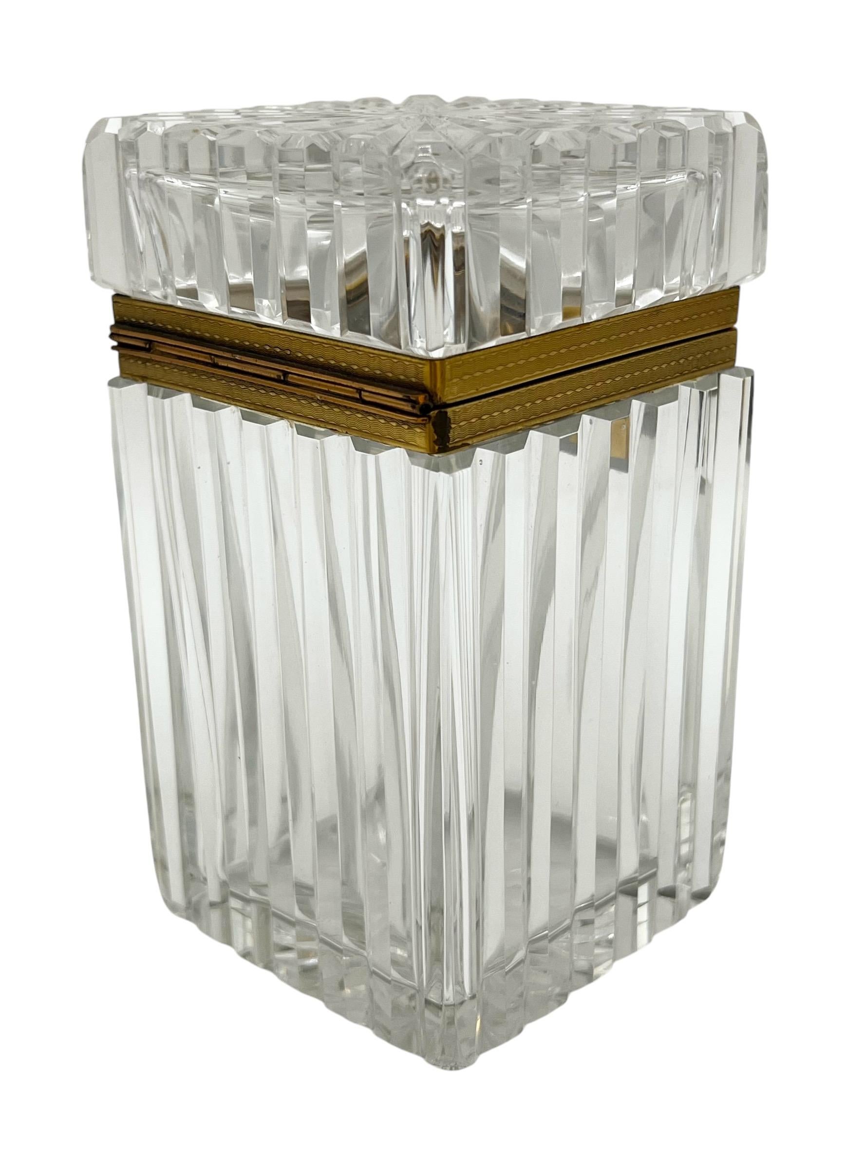 19th Century French Cut Crystal Casket Box with Ormolu Mounts For Sale 1