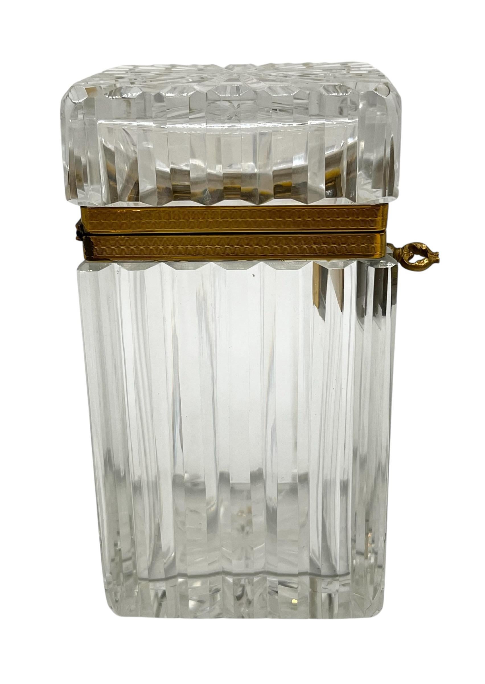 19th Century French Cut Crystal Casket Box with Ormolu Mounts For Sale 2