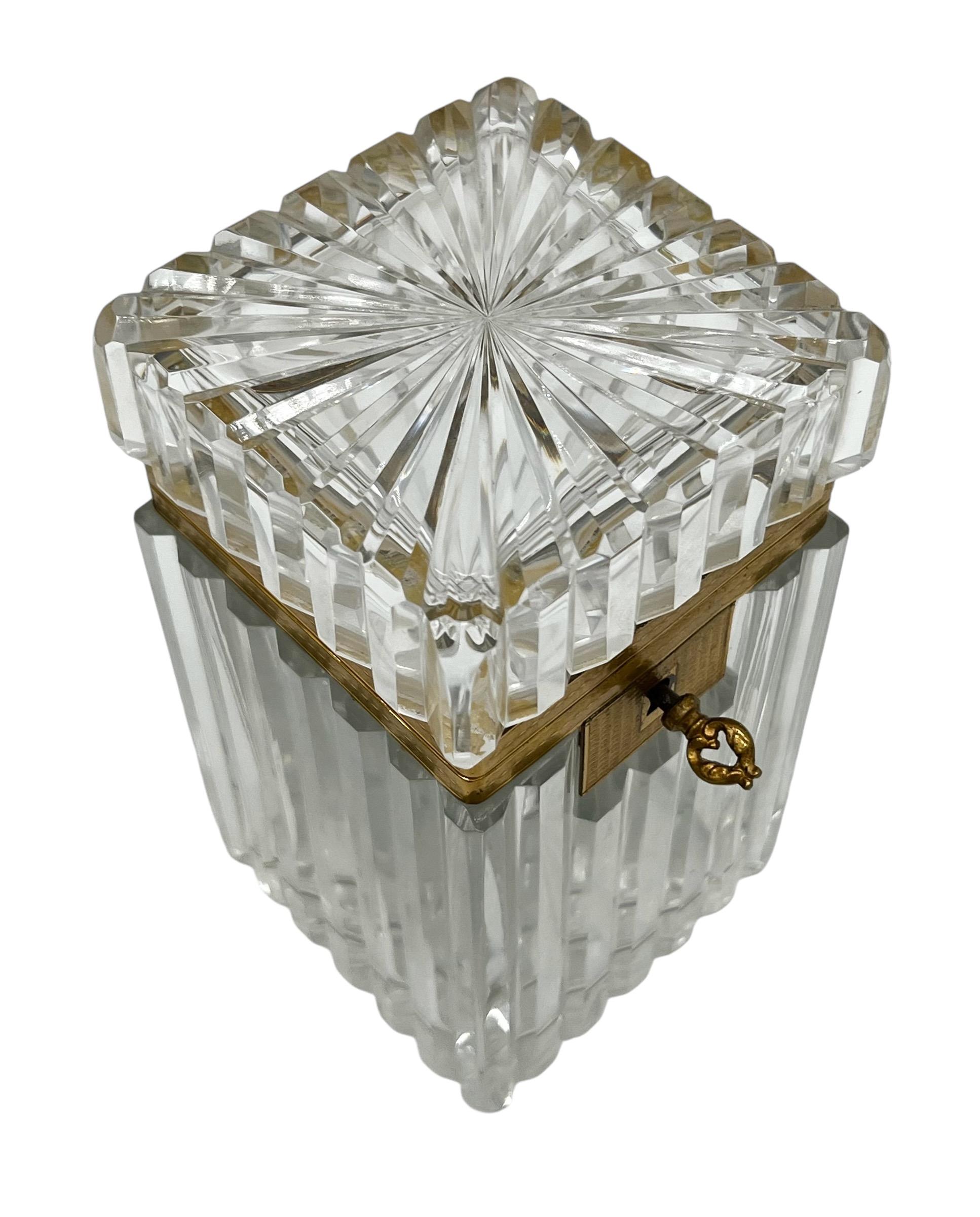 19th Century French Cut Crystal Casket Box with Ormolu Mounts For Sale 3