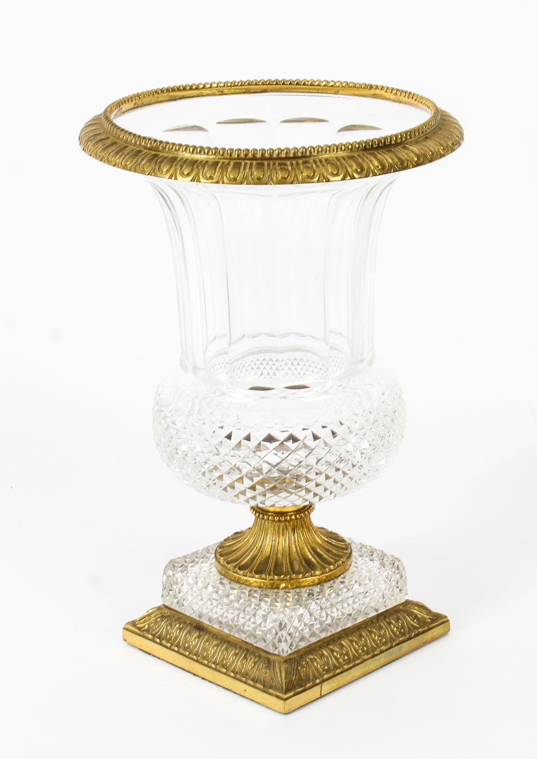 19th Century French Cut Crystal Glass and Ormolu Mounted Vase 6