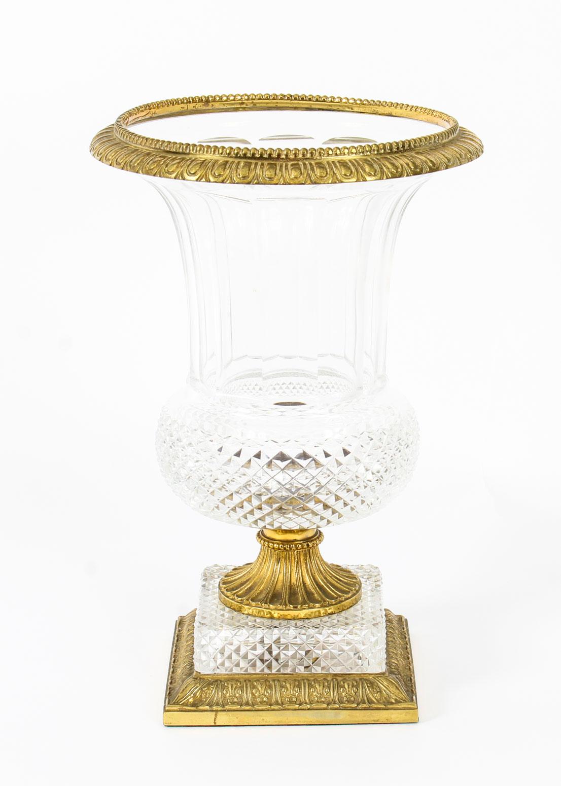 19th Century French Cut Crystal Glass and Ormolu Mounted Vase In Good Condition In London, GB