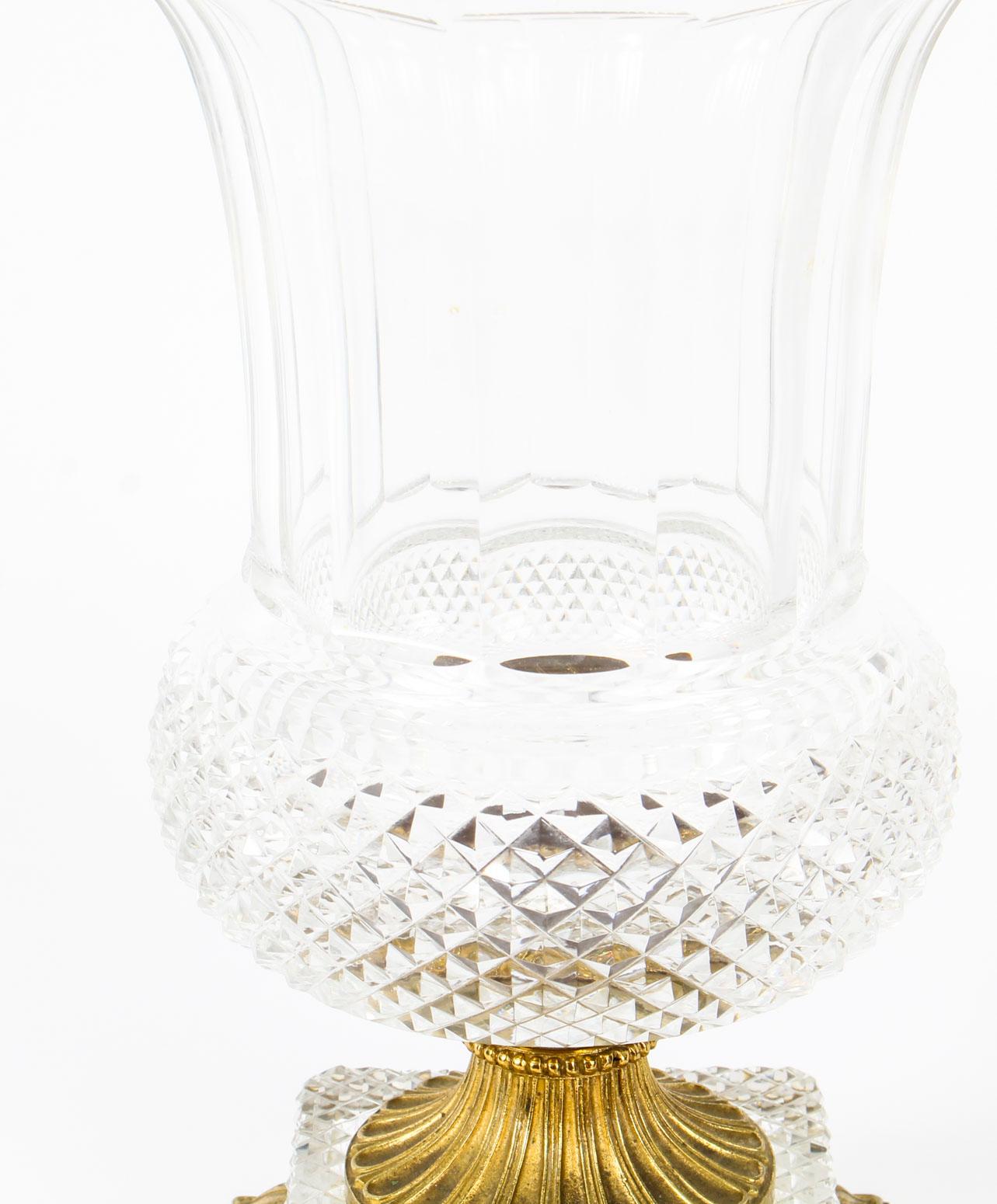 Late 19th Century 19th Century French Cut Crystal Glass and Ormolu Mounted Vase