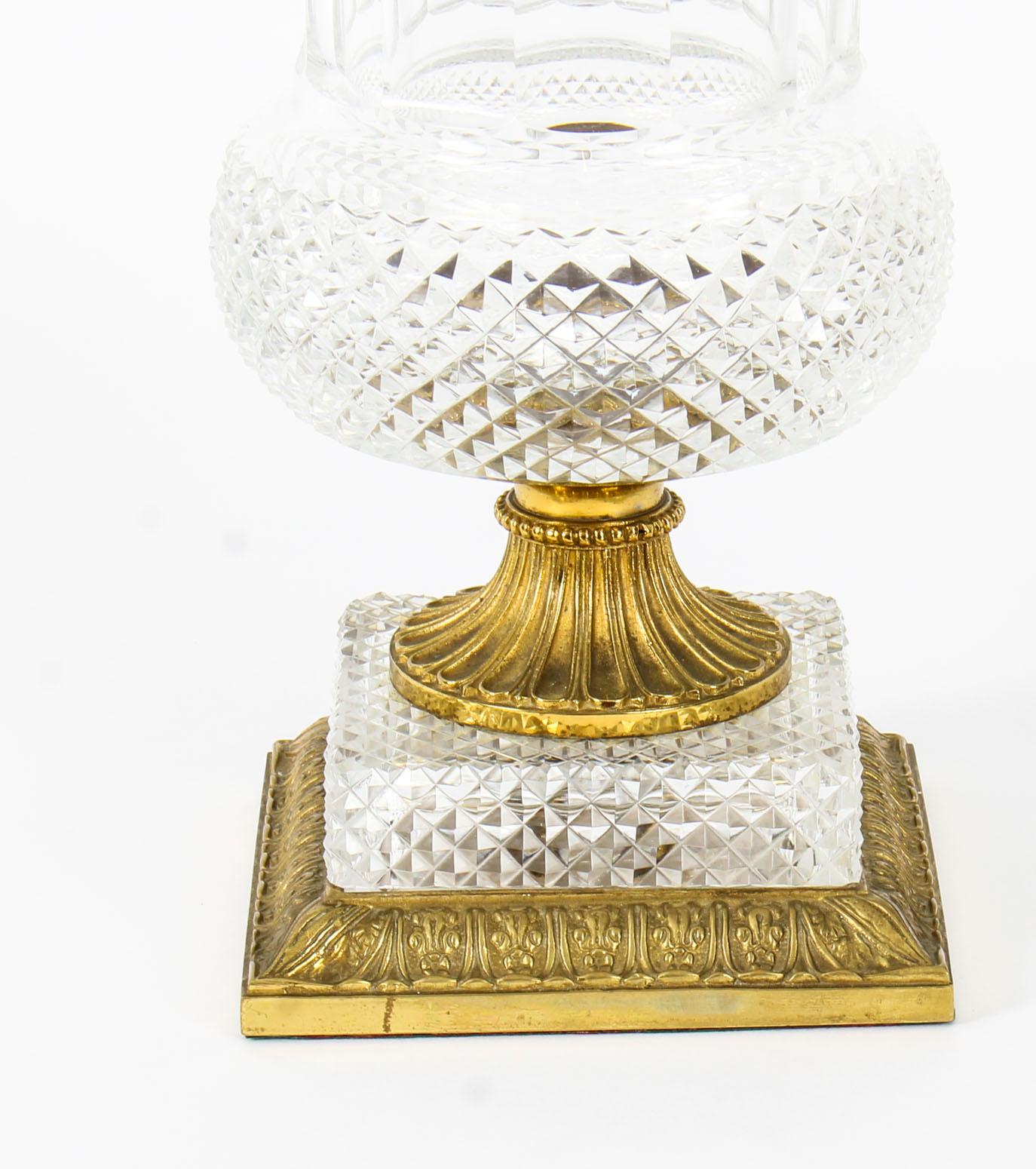19th Century French Cut Crystal Glass and Ormolu Mounted Vase 4