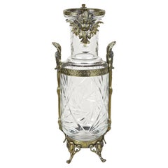 19th Century French Cut Glass Vase with Brass Mounting, France, circa 1880/90