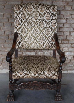 19th Century French Dark Stain Beechwood Throne Chair