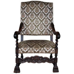 Antique 19th Century French Dark Stain Beechwood Throne Chair