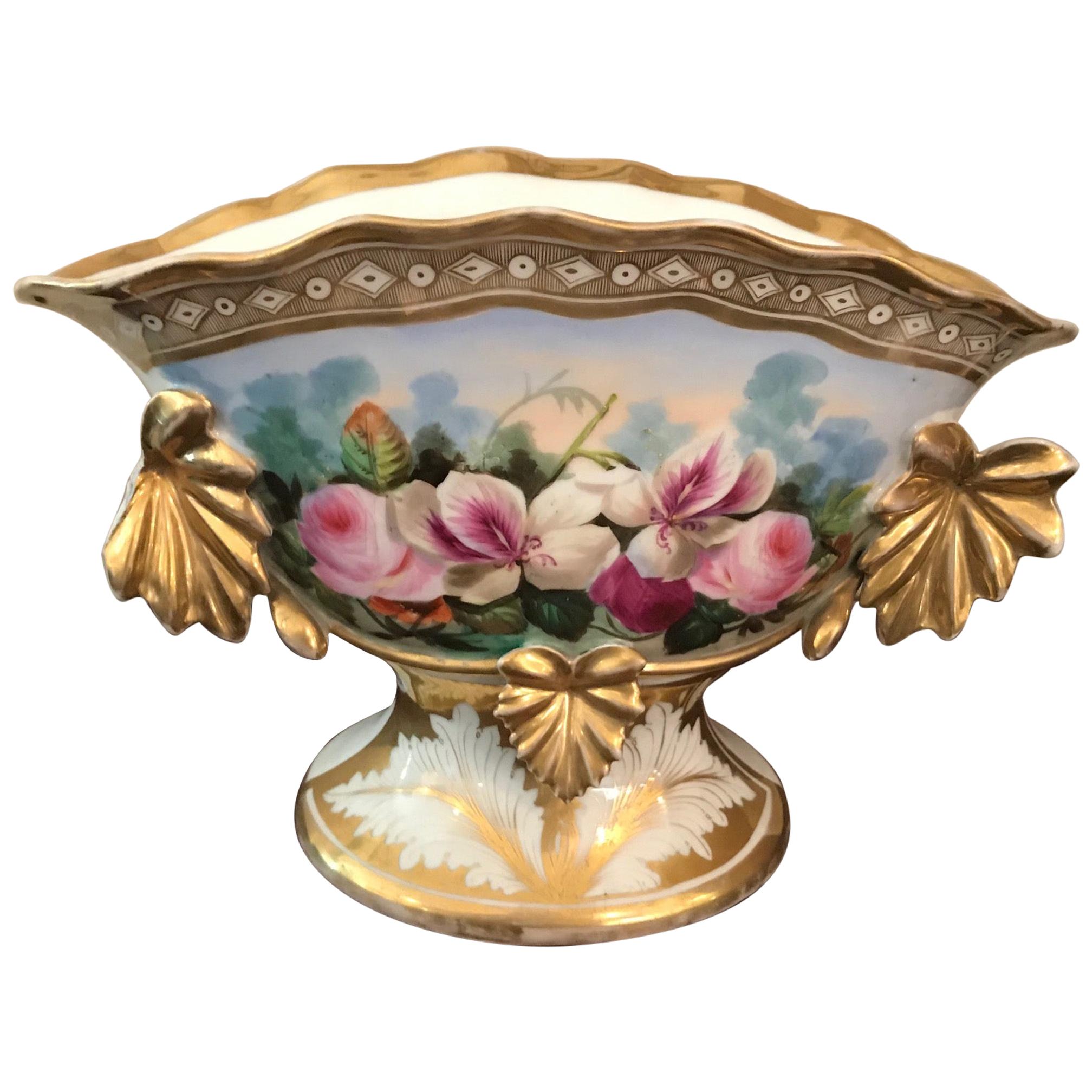 19th Century French Decorated Porcelain Wedding Vase, 1850s