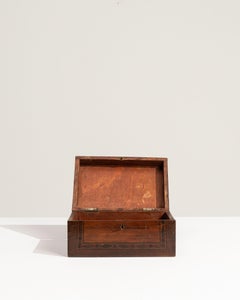 19th Century French Decorative Box, Warm Brown Wood, Antique Design