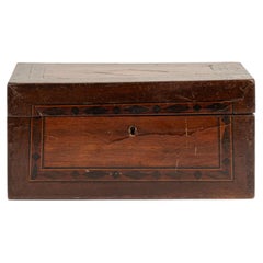 19th Century French Decorative Box, Warm Brown Wood, Antique Design
