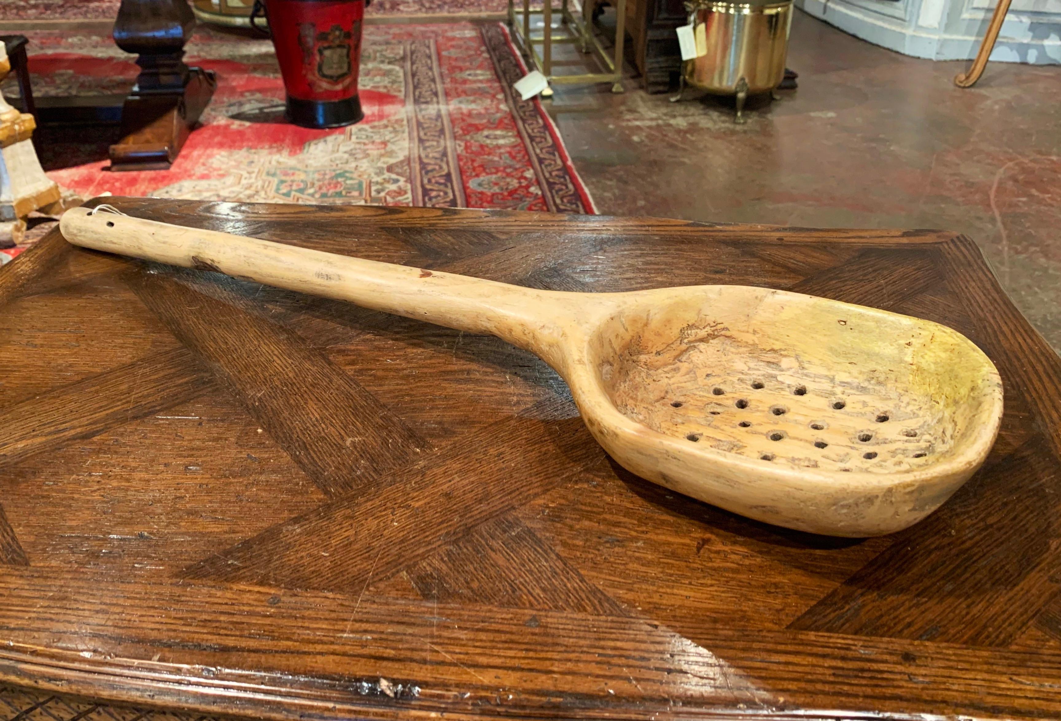 Country 19th Century French Decorative Carved Walnut Spoon For Sale
