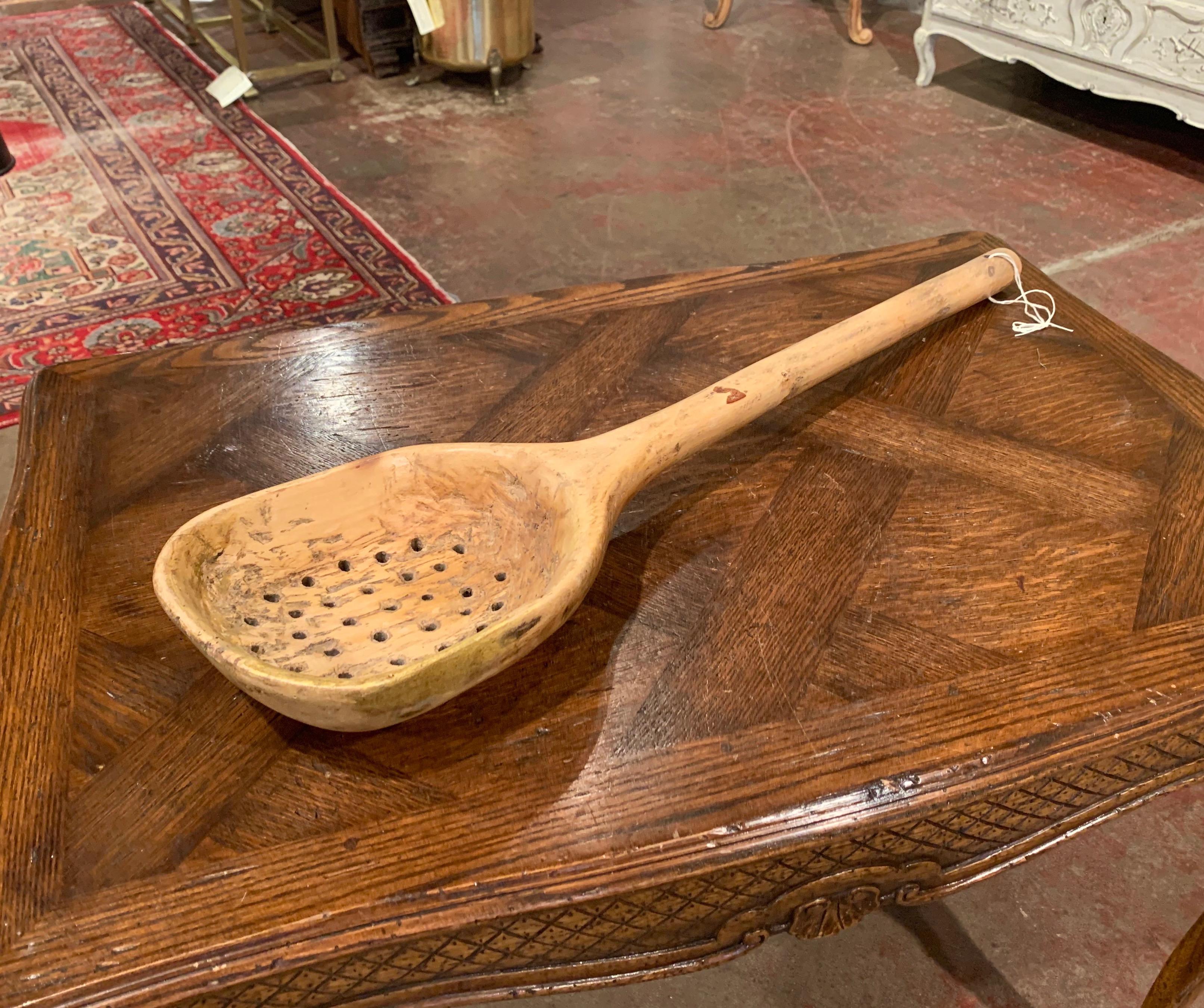 Hand-Carved 19th Century French Decorative Carved Walnut Spoon For Sale