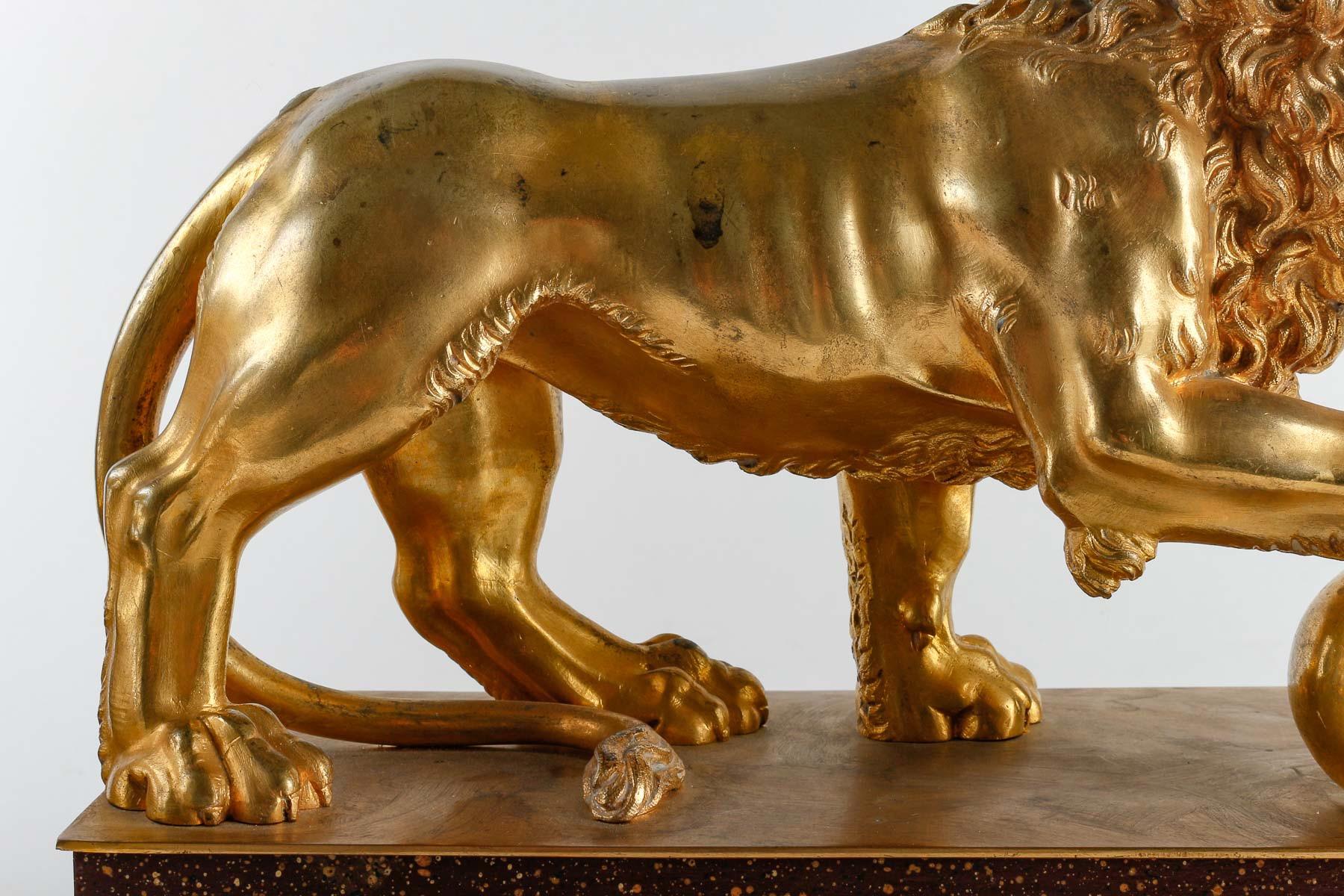 19th Century French Decorative Pair of Ormolu Medici Lions  6