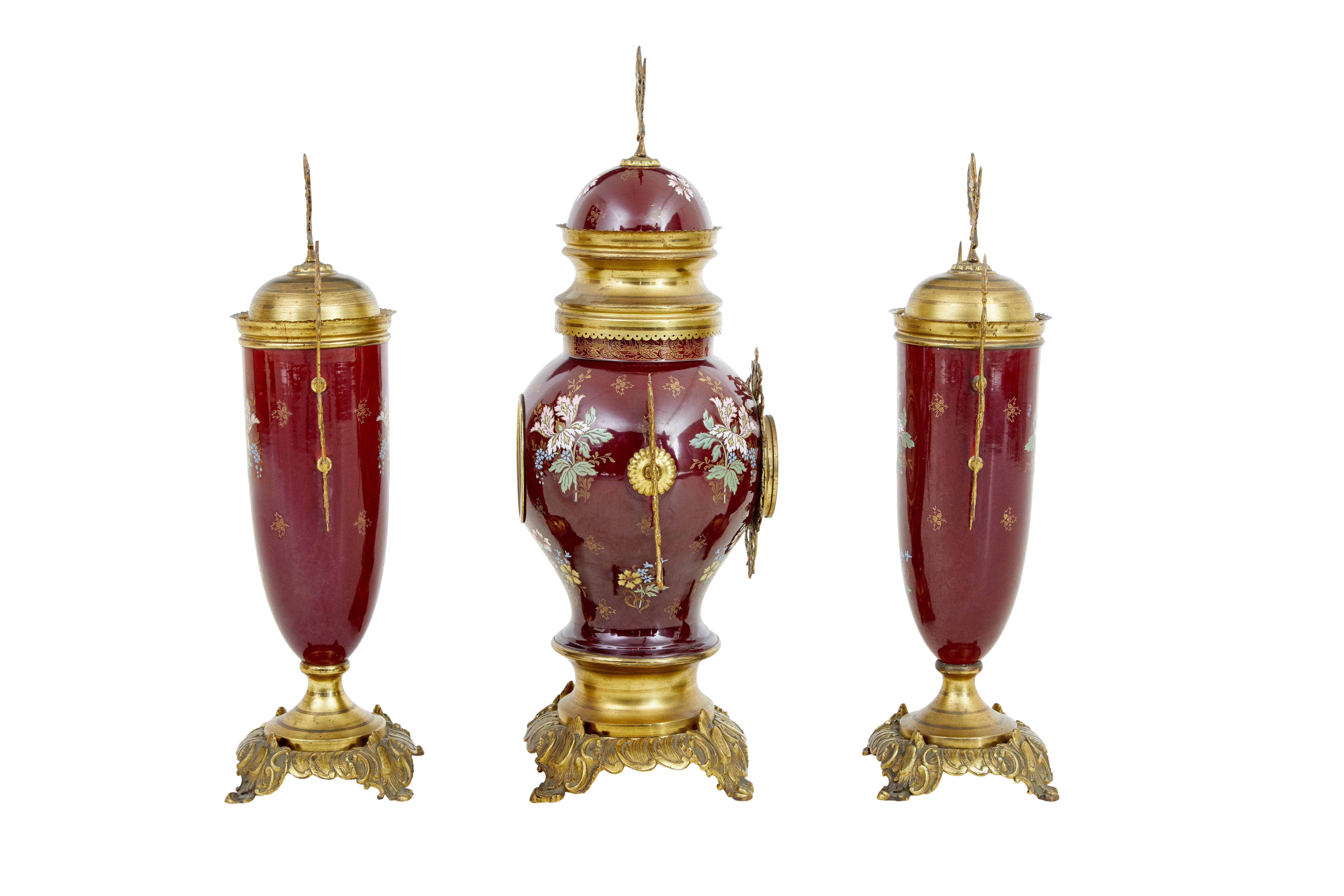 Metalwork 19th century French decorative toleware garniture set For Sale