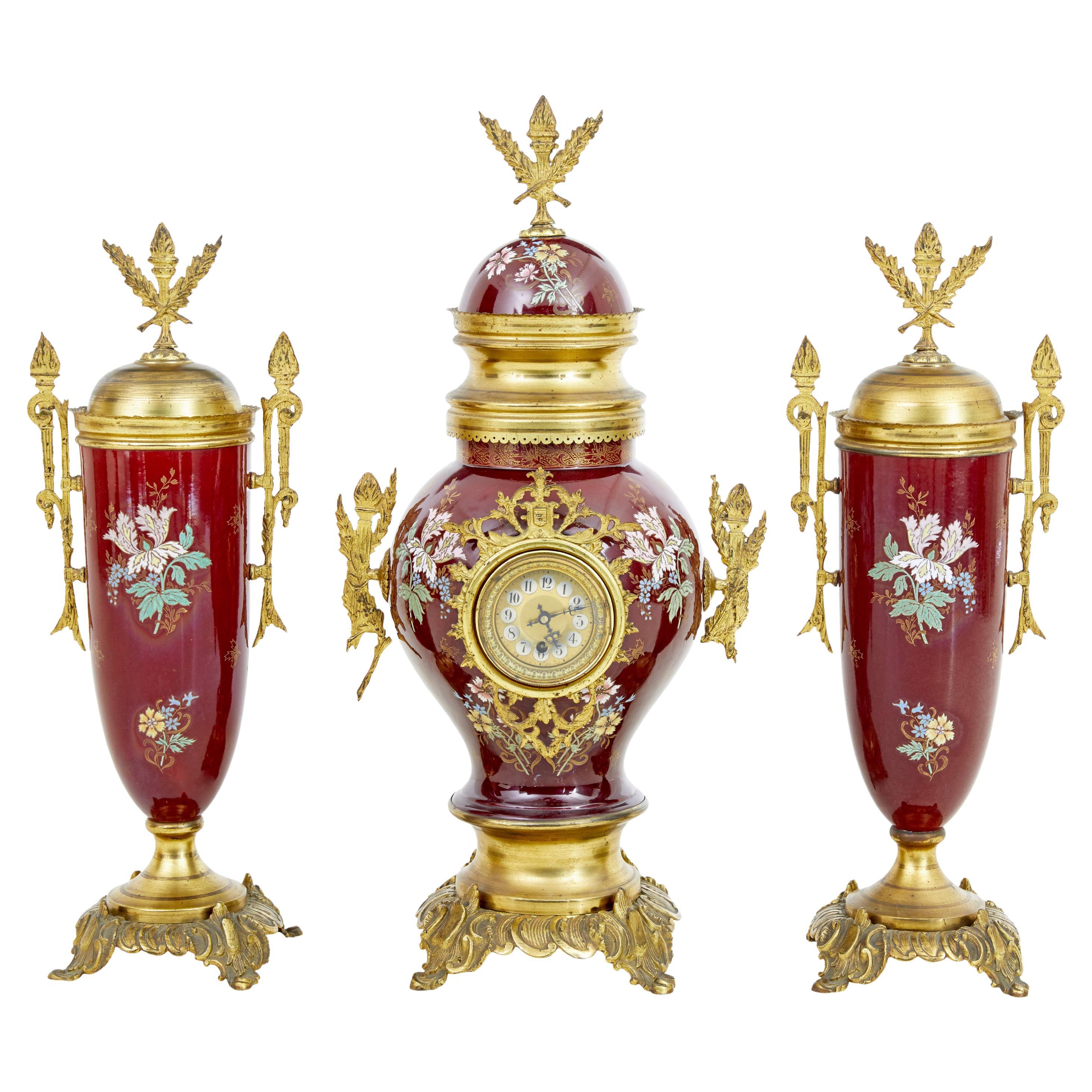19th century French decorative toleware garniture set For Sale