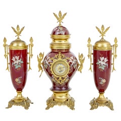19th century French decorative toleware garniture set