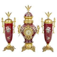 19th century French decorative toleware garniture set