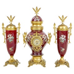 19th century French decorative toleware garniture set