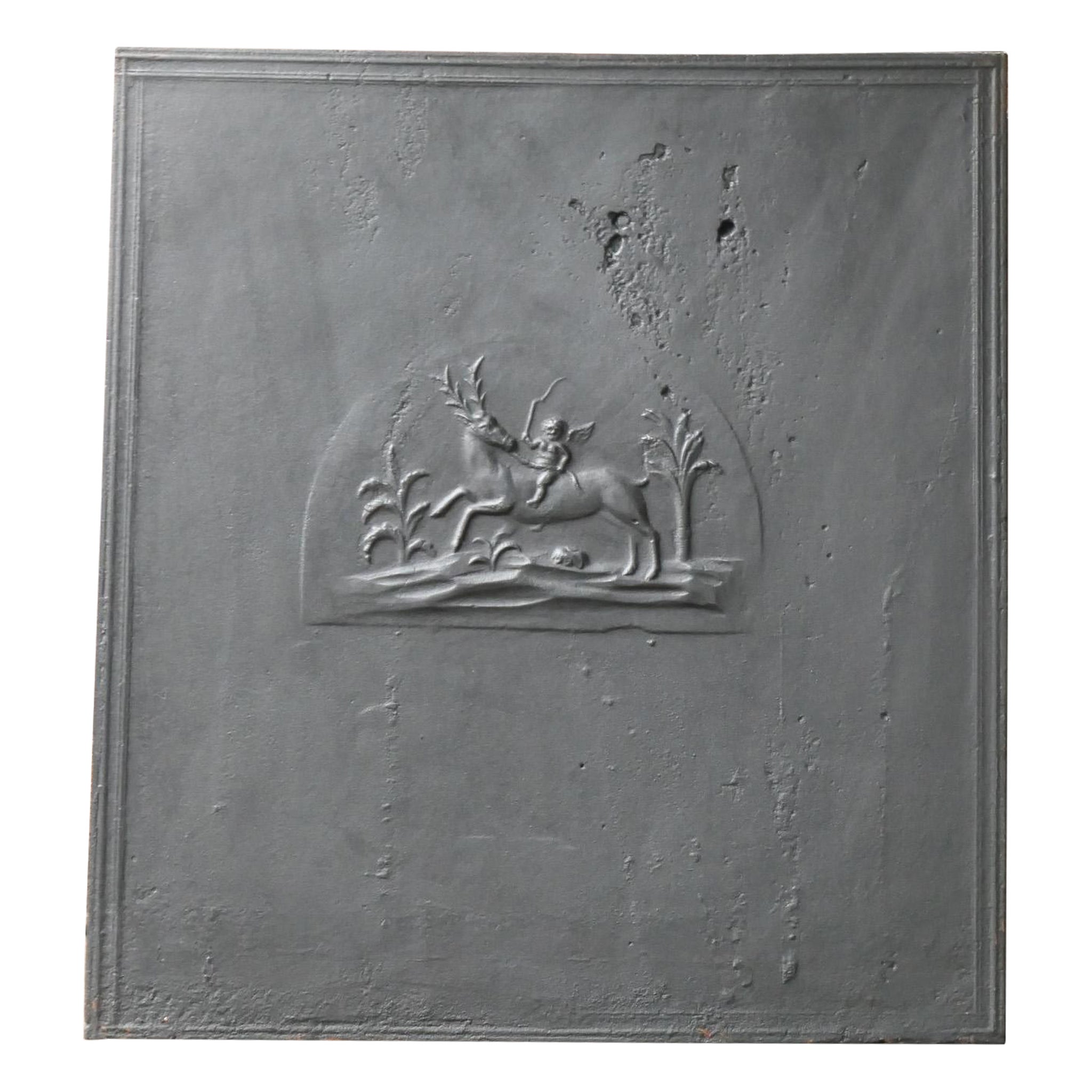 19th Century French 
Deer with Cupid
 Fireback