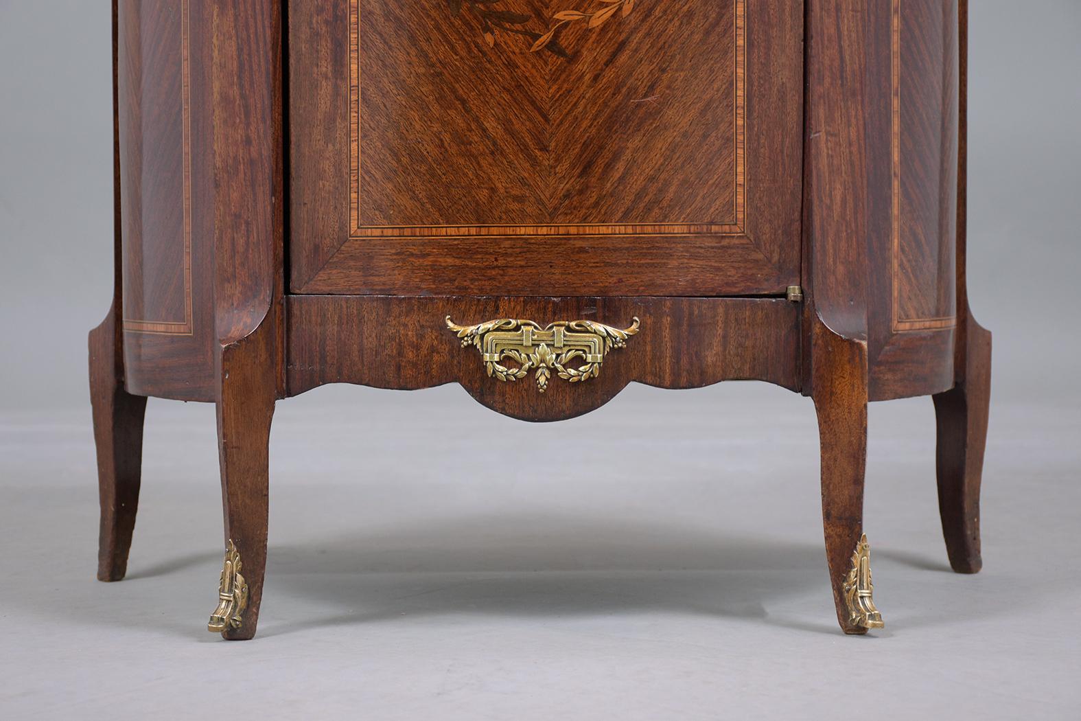 Antique French Louis XVI Demilune Small Commode  In Good Condition In Los Angeles, CA