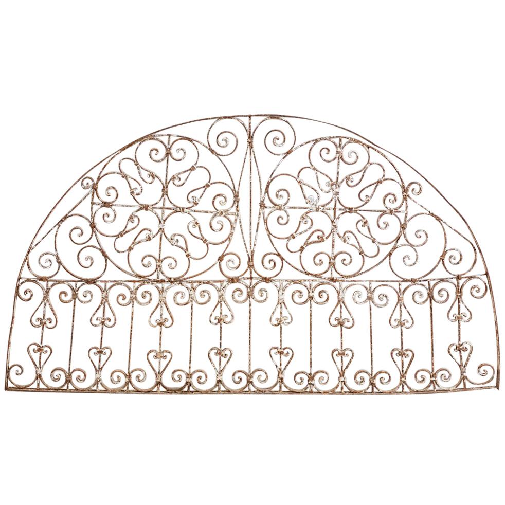19th Century French Demilune Iron Transom Grille