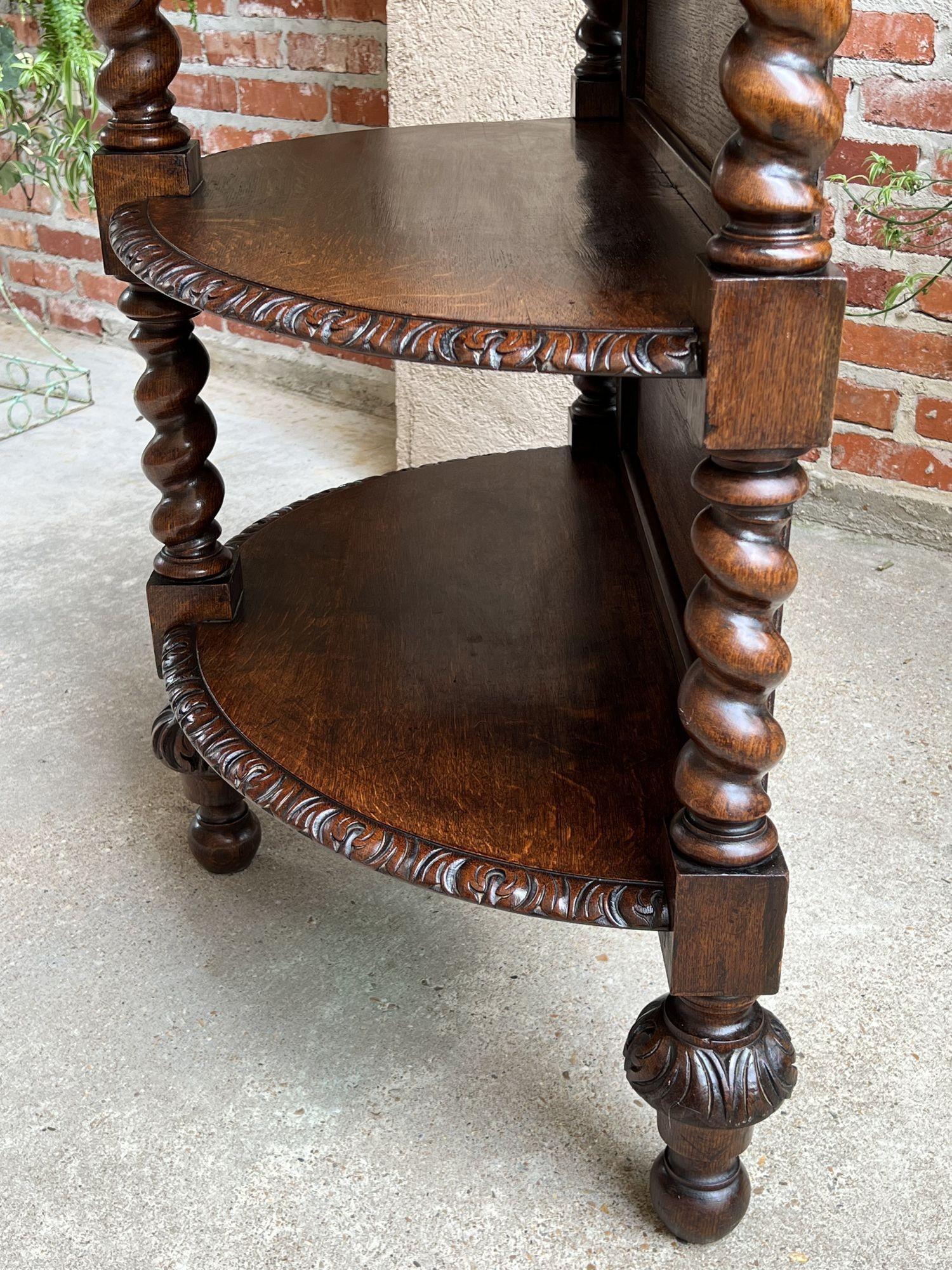 Antique French Demilune Table Bookcase Barley Twist Carved Oak Louis XIII c1890 For Sale 6