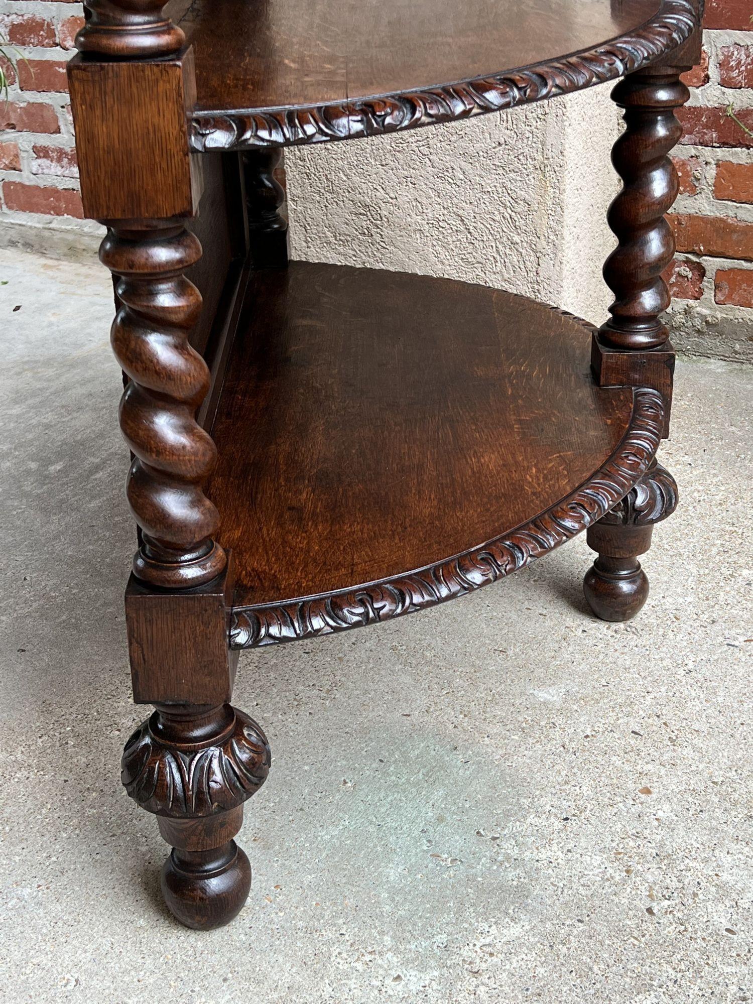 Antique French Demilune Table Bookcase Barley Twist Carved Oak Louis XIII c1890 For Sale 12