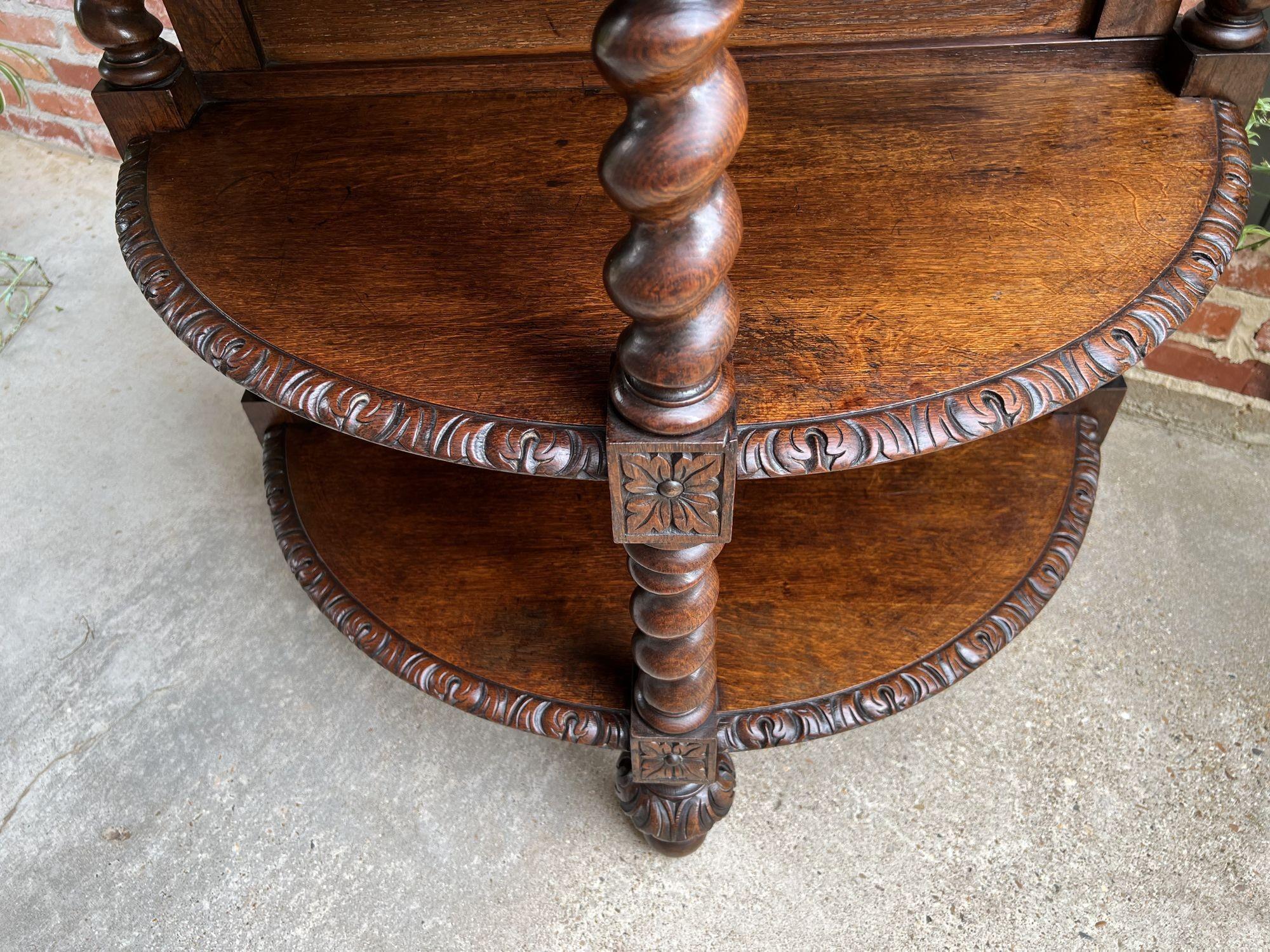 19th Century French Demilune Table Bookcase Barley Twist Carved Oak Louis XIII For Sale 16