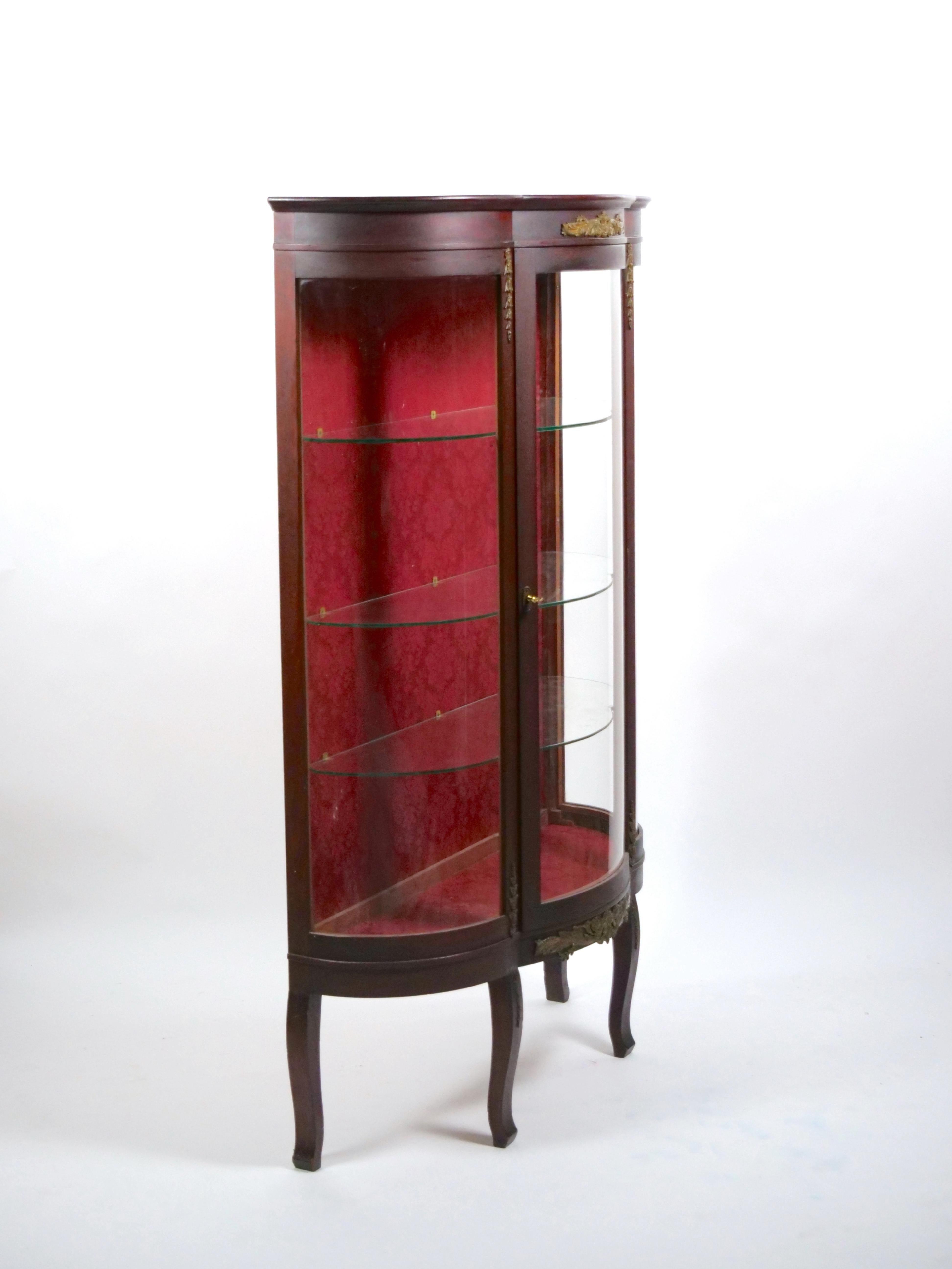 Victorian 19th Century French Demilune Vitrine Display Cabinet For Sale