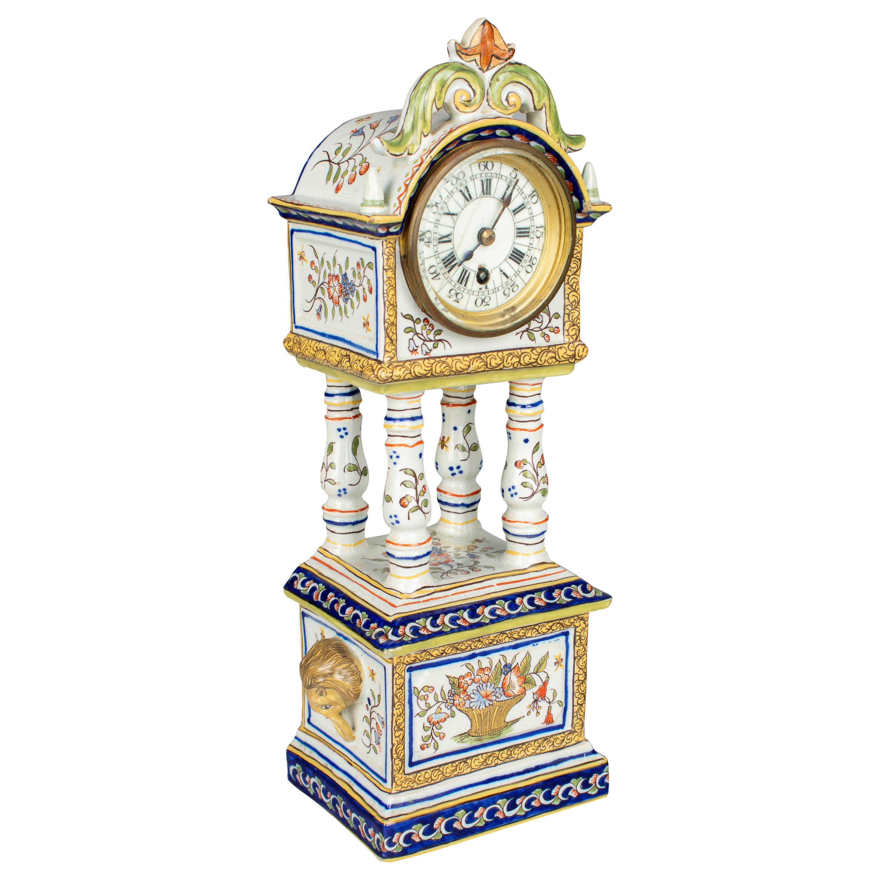 19th Century French Desvres Faience Clock