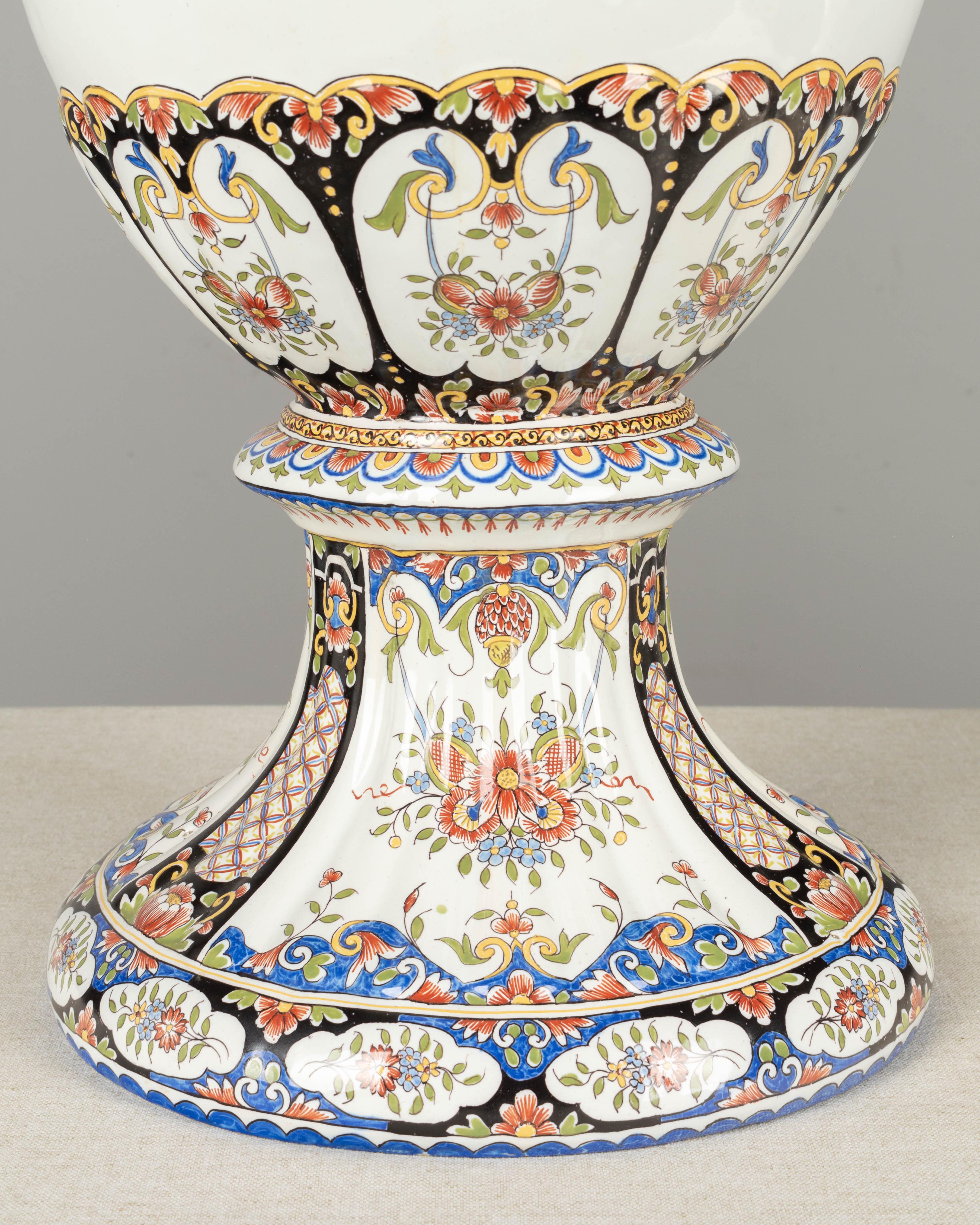 19th Century French Desvres Faience Urns, a Pair For Sale 5
