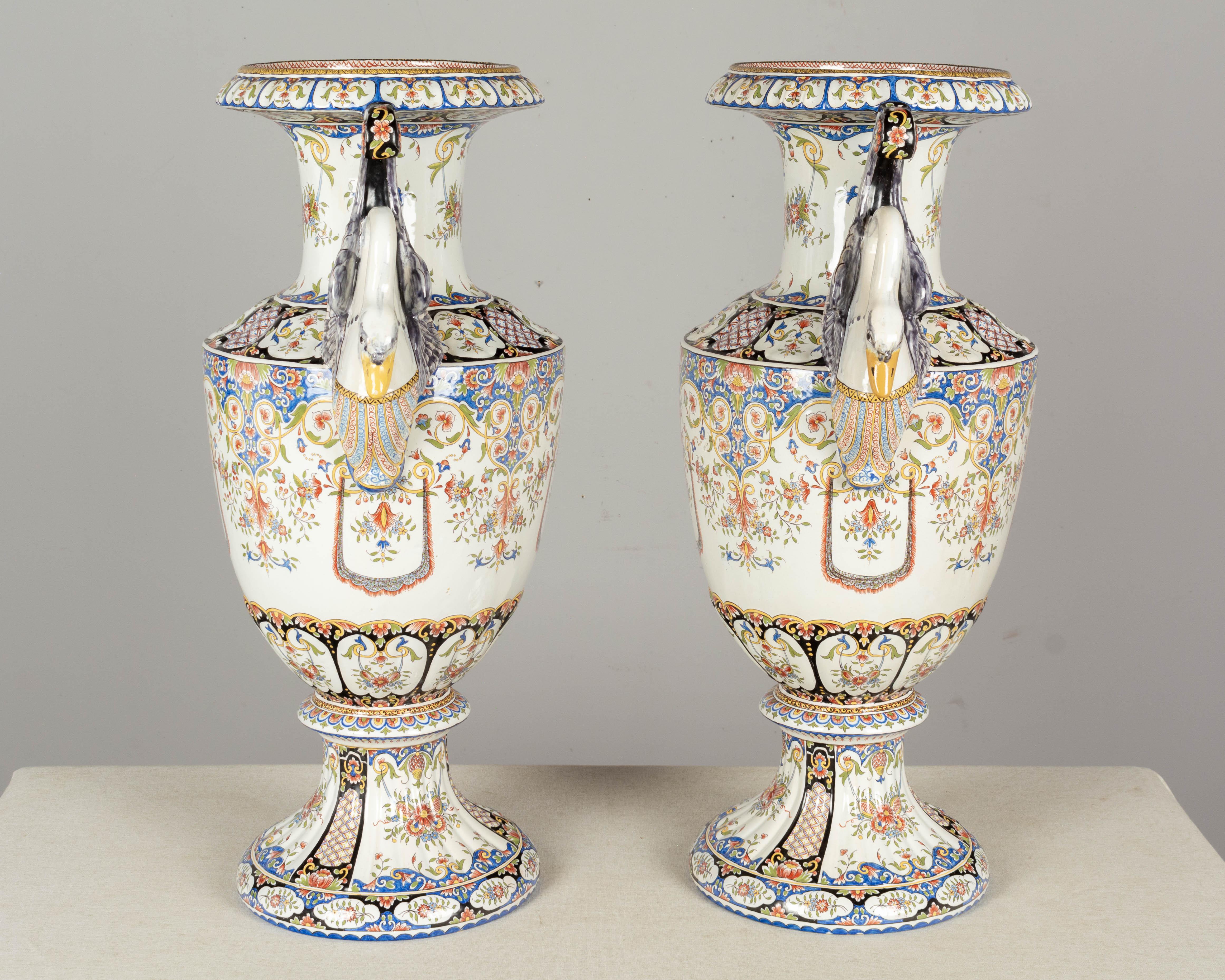 19th Century French Desvres Faience Urns, a Pair For Sale 2