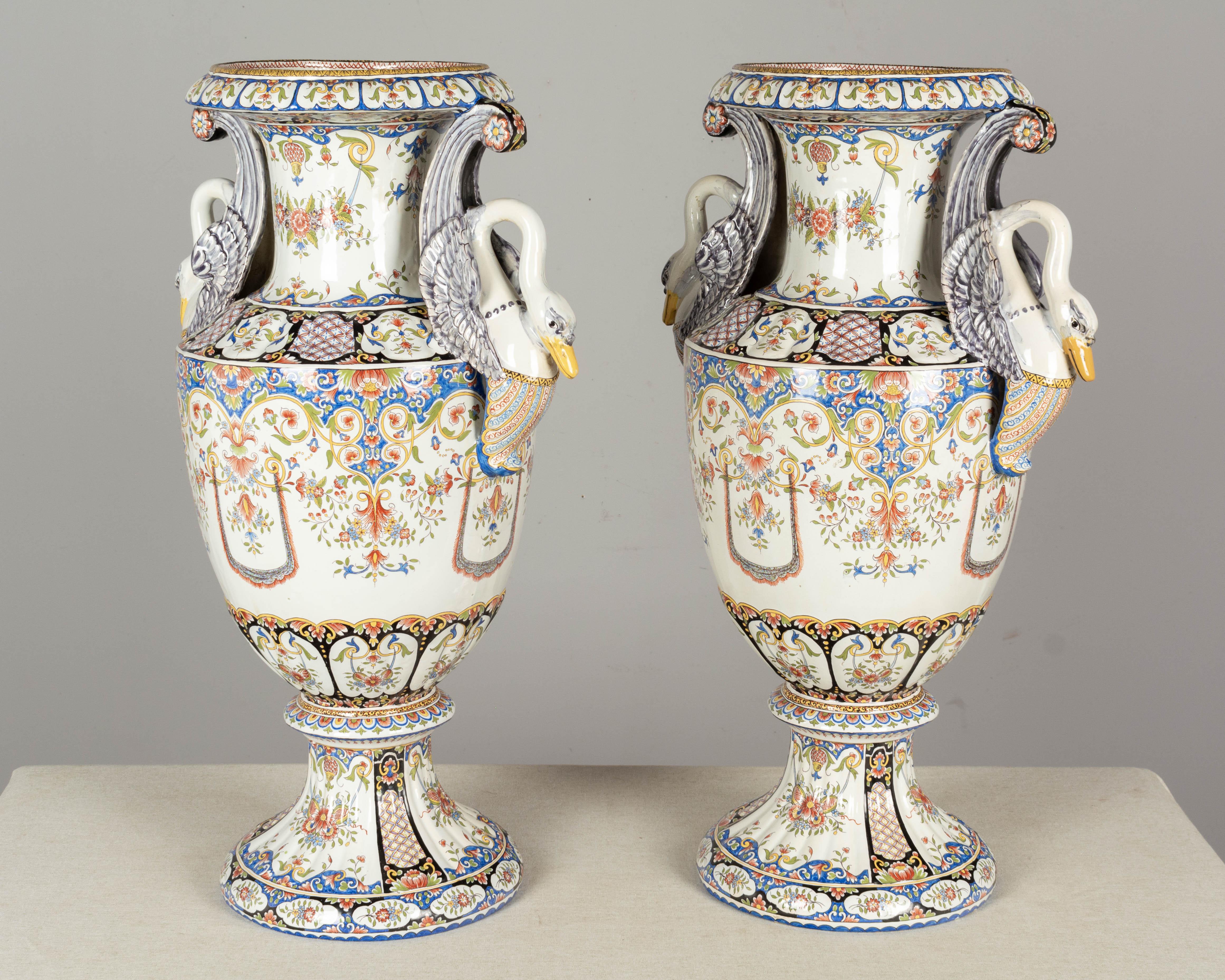 19th Century French Desvres Faience Urns, a Pair For Sale 3